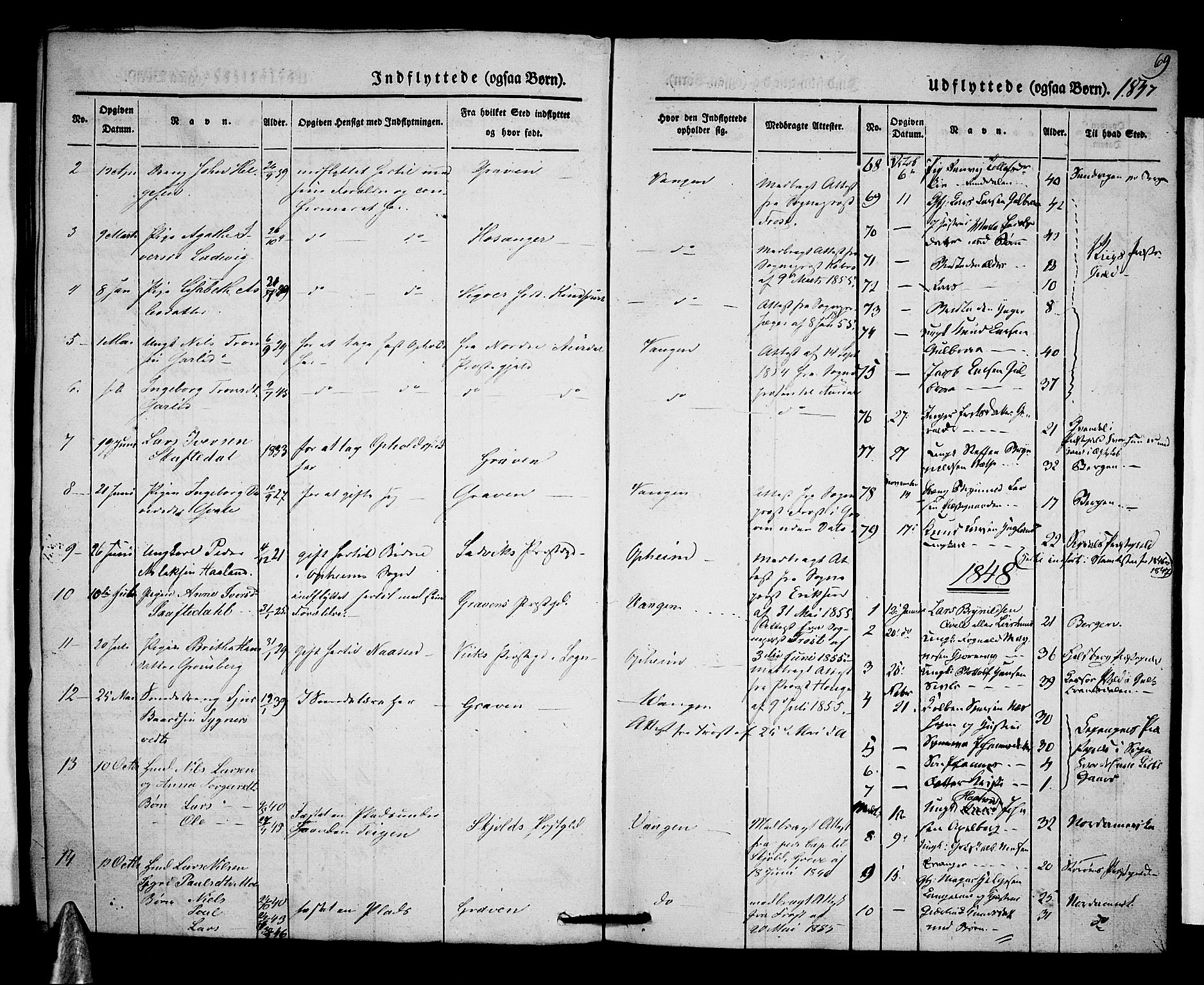 Voss sokneprestembete, SAB/A-79001/H/Haa: Parish register (official) no. A 15, 1845-1855, p. 69