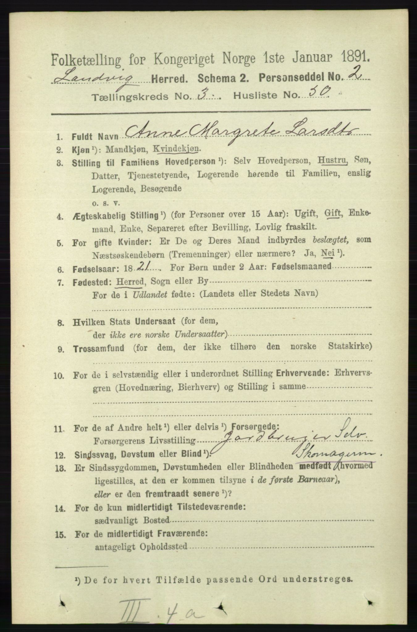 RA, 1891 census for 0924 Landvik, 1891, p. 1264