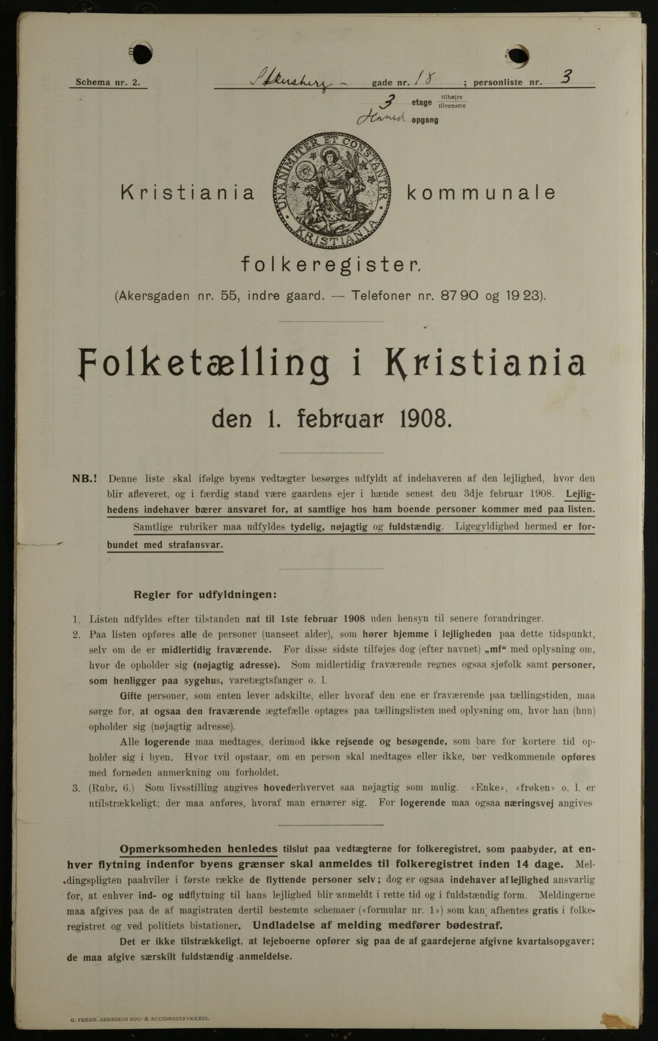 OBA, Municipal Census 1908 for Kristiania, 1908, p. 91257