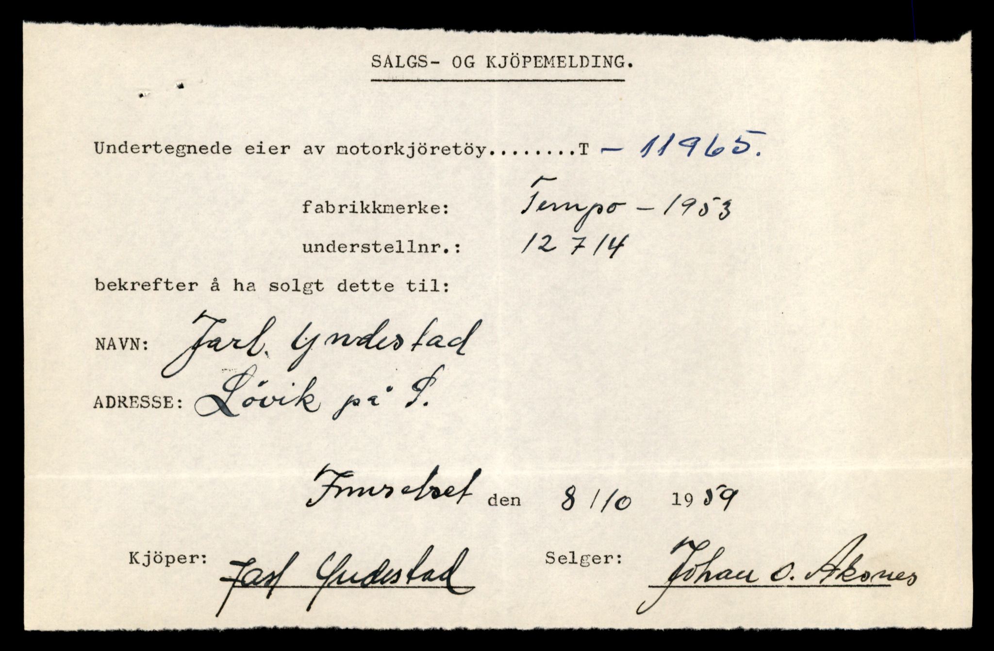 Møre og Romsdal vegkontor - Ålesund trafikkstasjon, AV/SAT-A-4099/F/Fe/L0031: Registreringskort for kjøretøy T 11800 - T 11996, 1927-1998, p. 2797