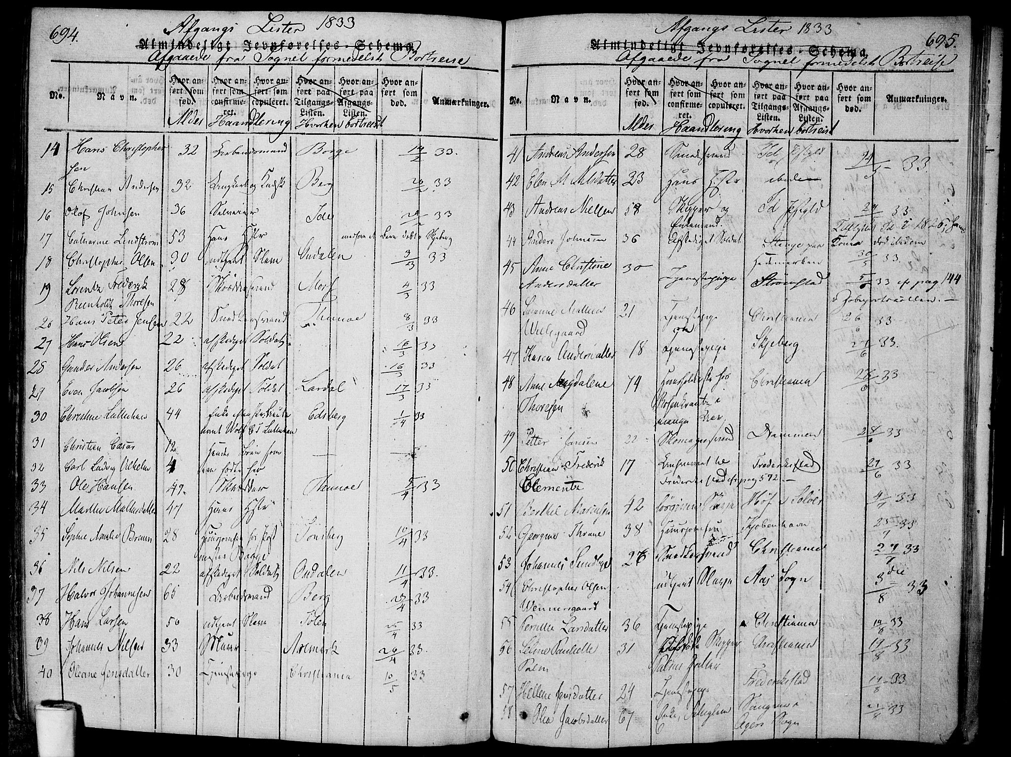 Halden prestekontor Kirkebøker, SAO/A-10909/F/Fa/L0003: Parish register (official) no. I 3, 1815-1834, p. 694-695