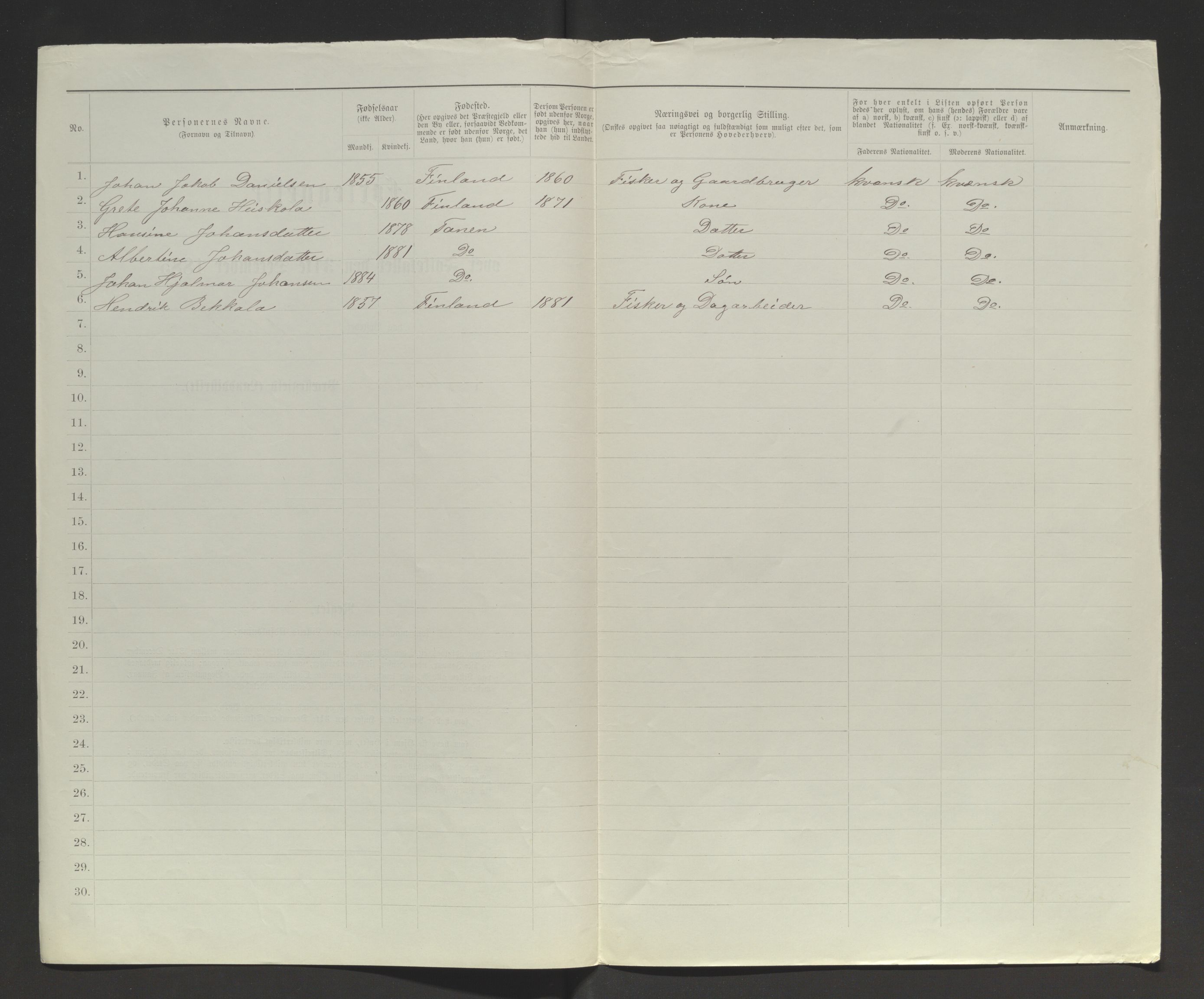 SATØ, 1885 census for 2025 Tana, 1885, p. 302b