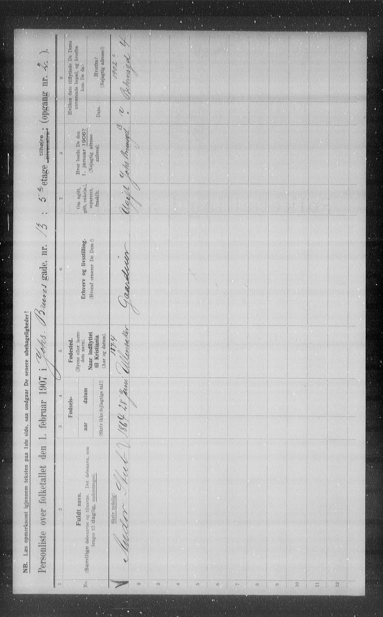 OBA, Municipal Census 1907 for Kristiania, 1907, p. 24106