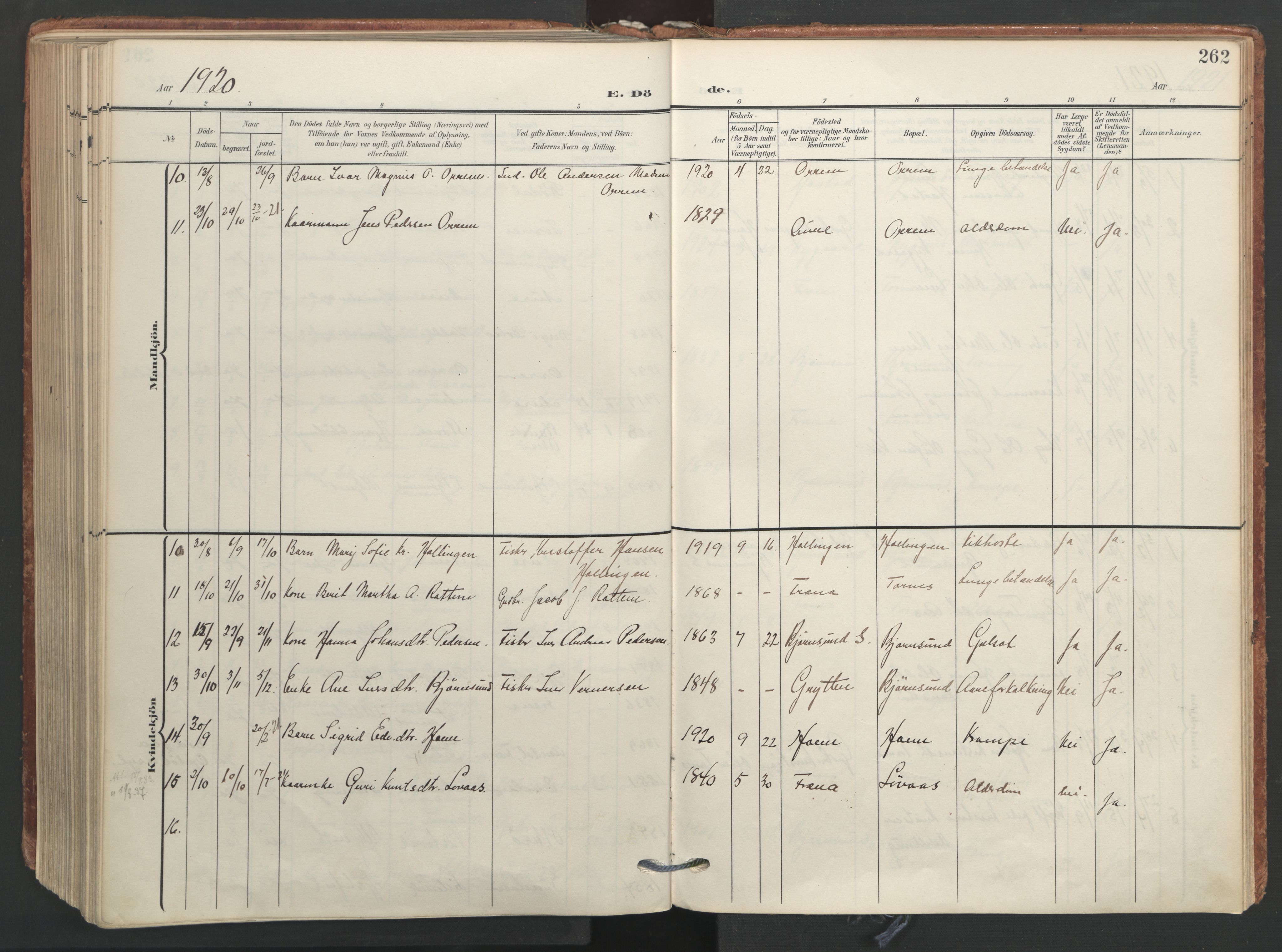 Ministerialprotokoller, klokkerbøker og fødselsregistre - Møre og Romsdal, AV/SAT-A-1454/565/L0751: Parish register (official) no. 565A05, 1905-1979, p. 262