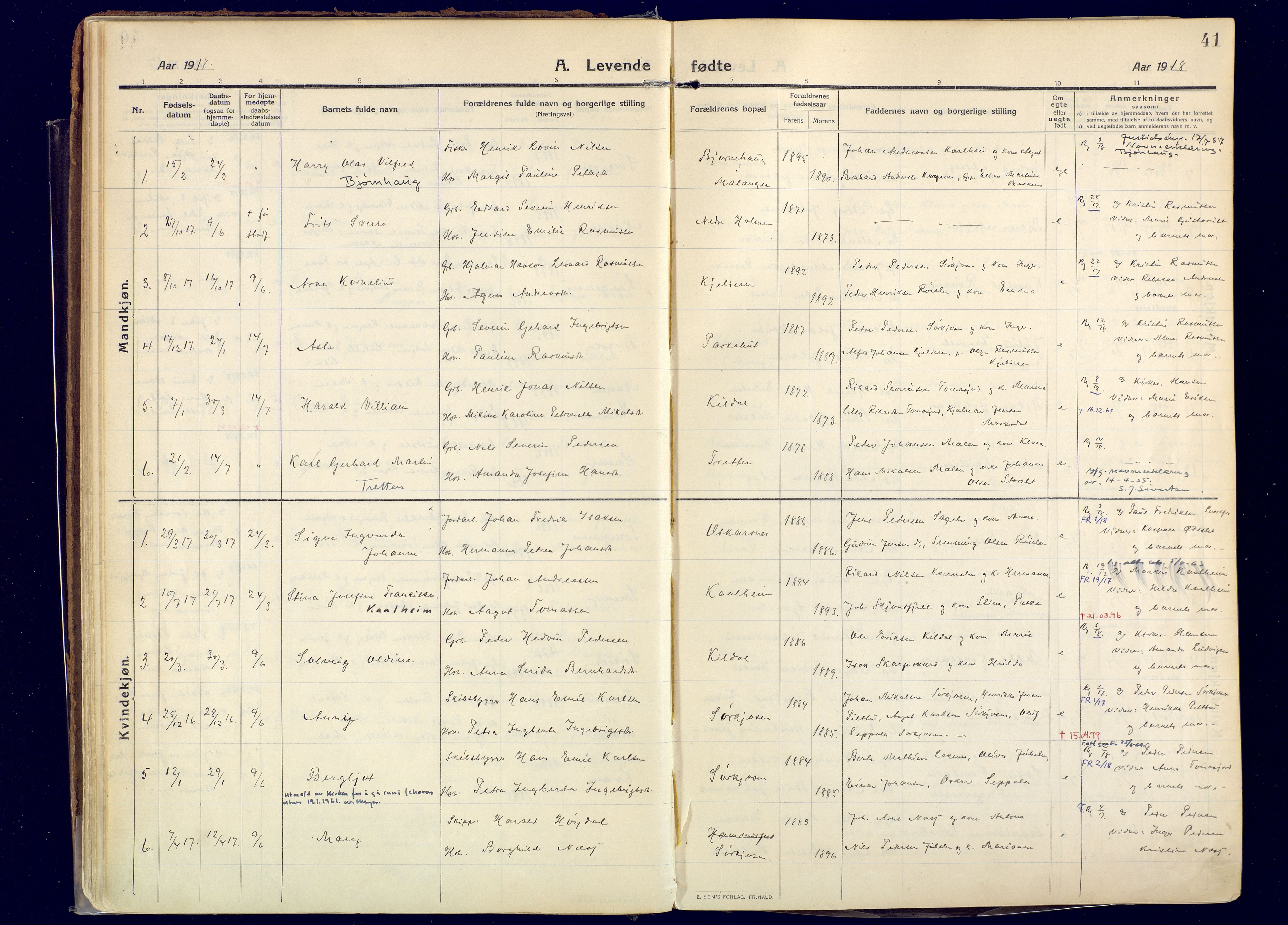 Skjervøy sokneprestkontor, SATØ/S-1300/H/Ha/Haa: Parish register (official) no. 20, 1911-1931, p. 41