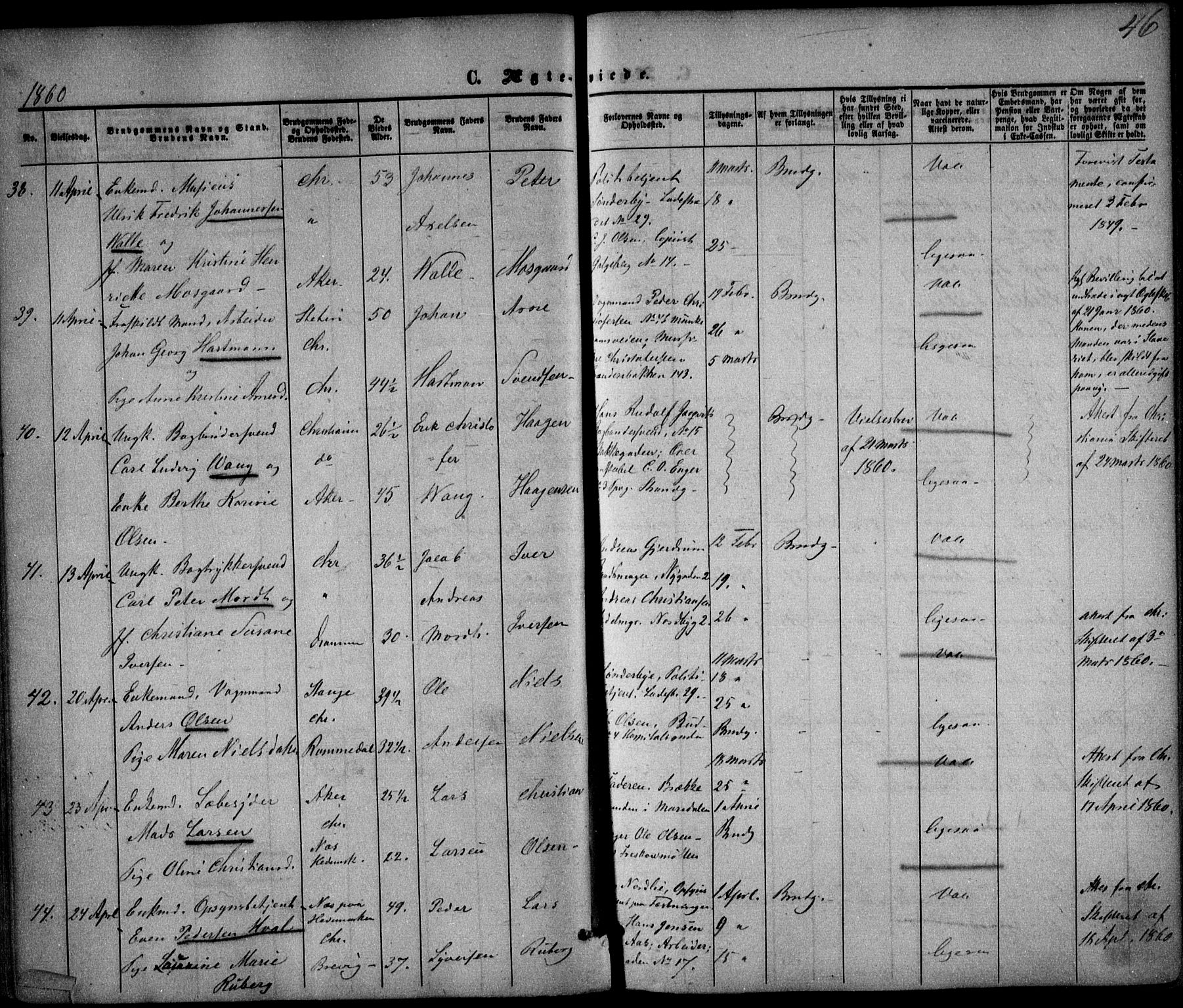 Trefoldighet prestekontor Kirkebøker, AV/SAO-A-10882/F/Fc/L0001: Parish register (official) no. III 1, 1858-1874, p. 46