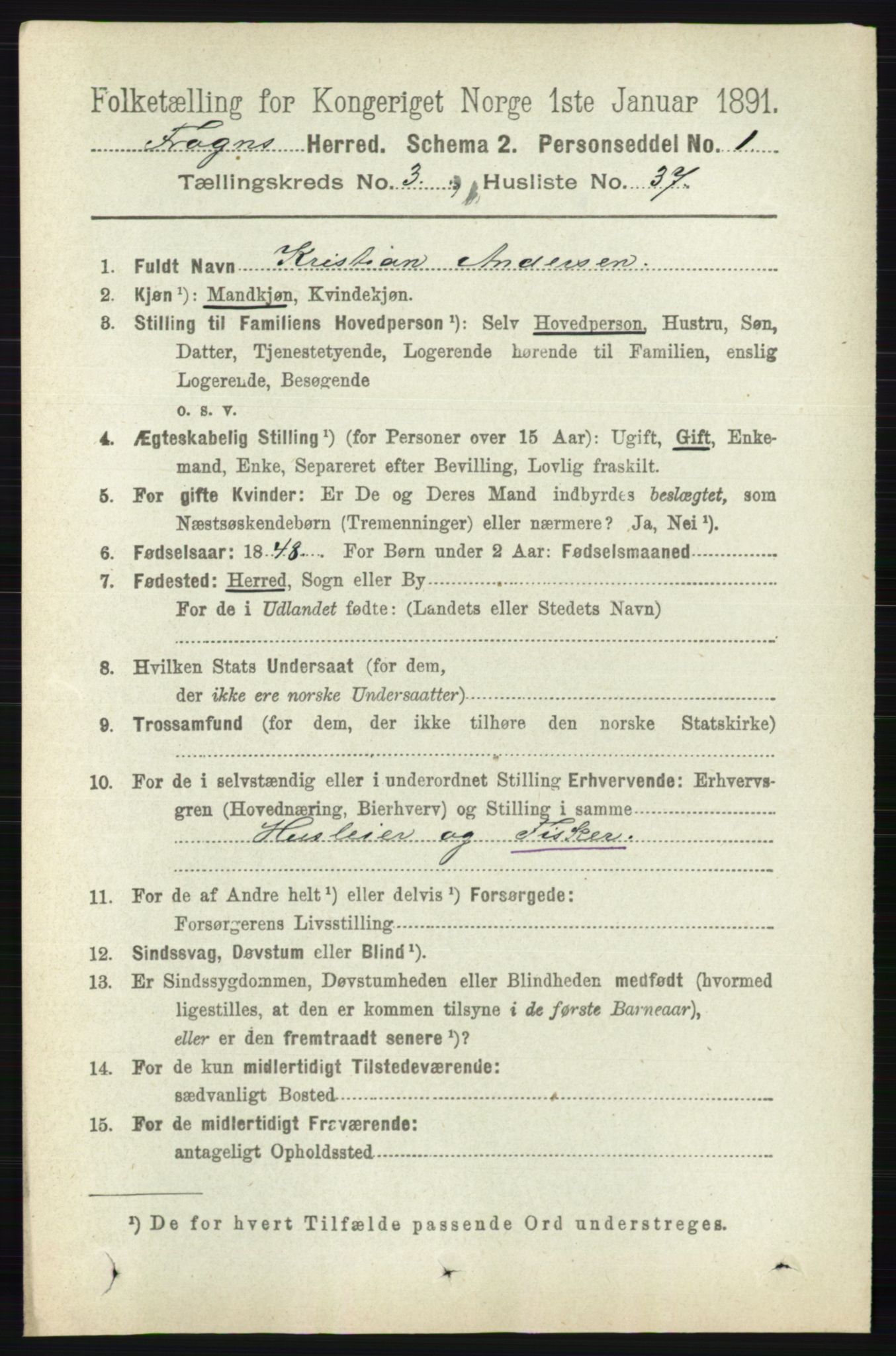 RA, 1891 census for 0215 Frogn, 1891, p. 2125