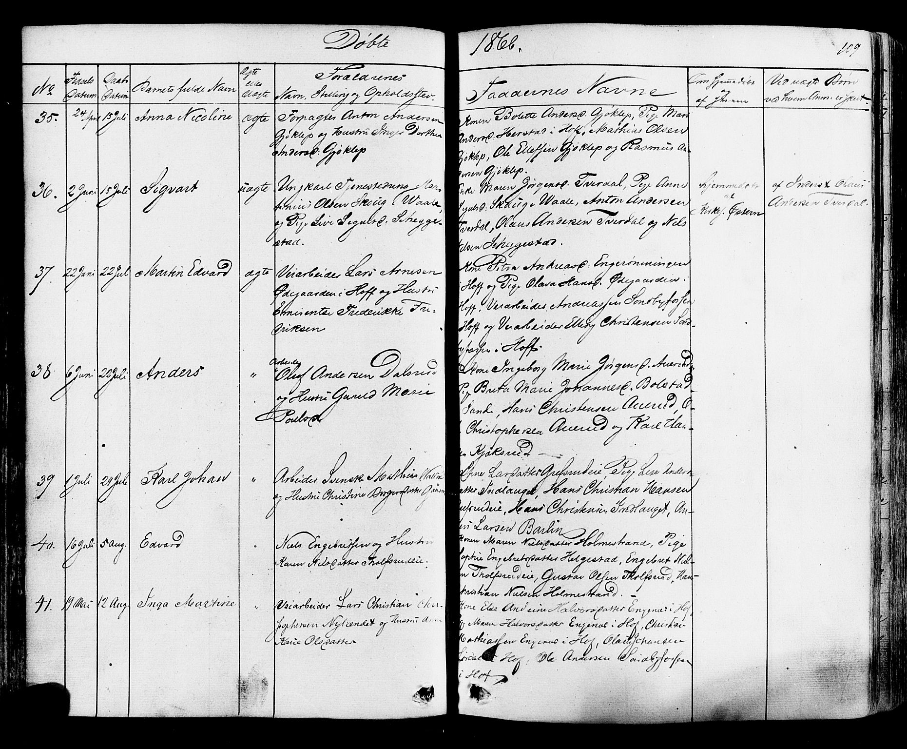 Botne kirkebøker, AV/SAKO-A-340/F/Fa/L0006: Parish register (official) no. I 6, 1836-1877, p. 109