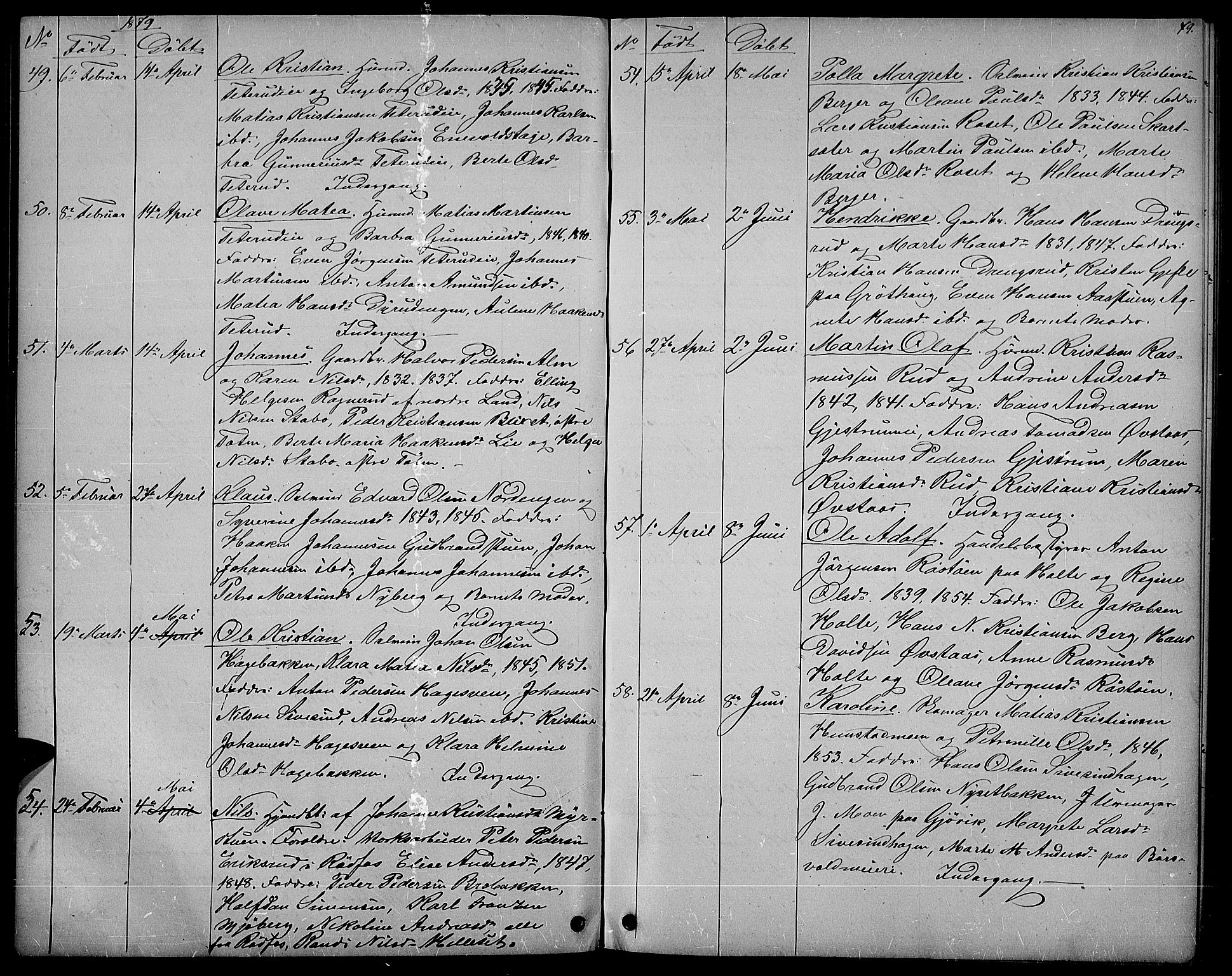 Vestre Toten prestekontor, SAH/PREST-108/H/Ha/Hab/L0006: Parish register (copy) no. 6, 1870-1887, p. 79
