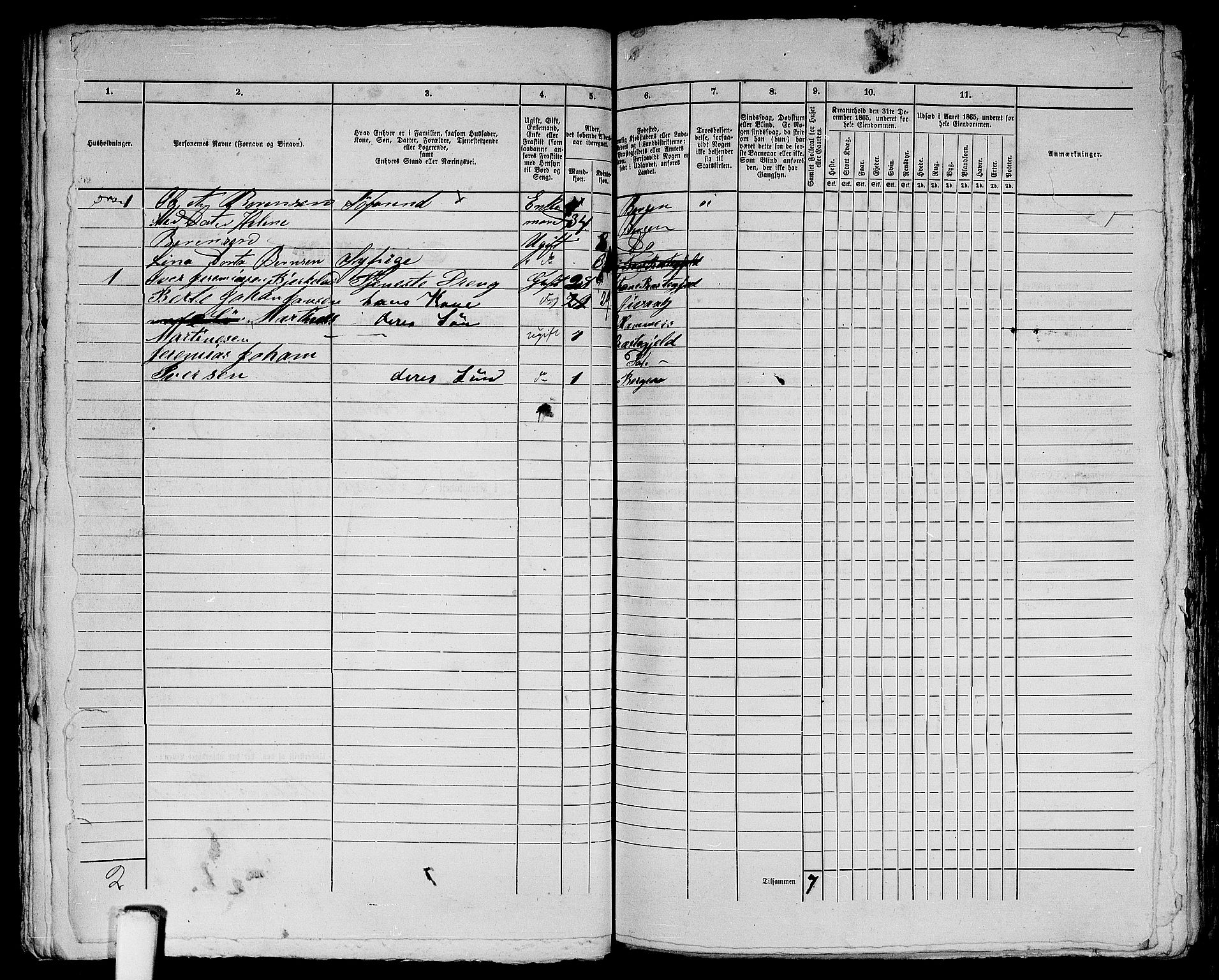 RA, 1865 census for Bergen, 1865, p. 328