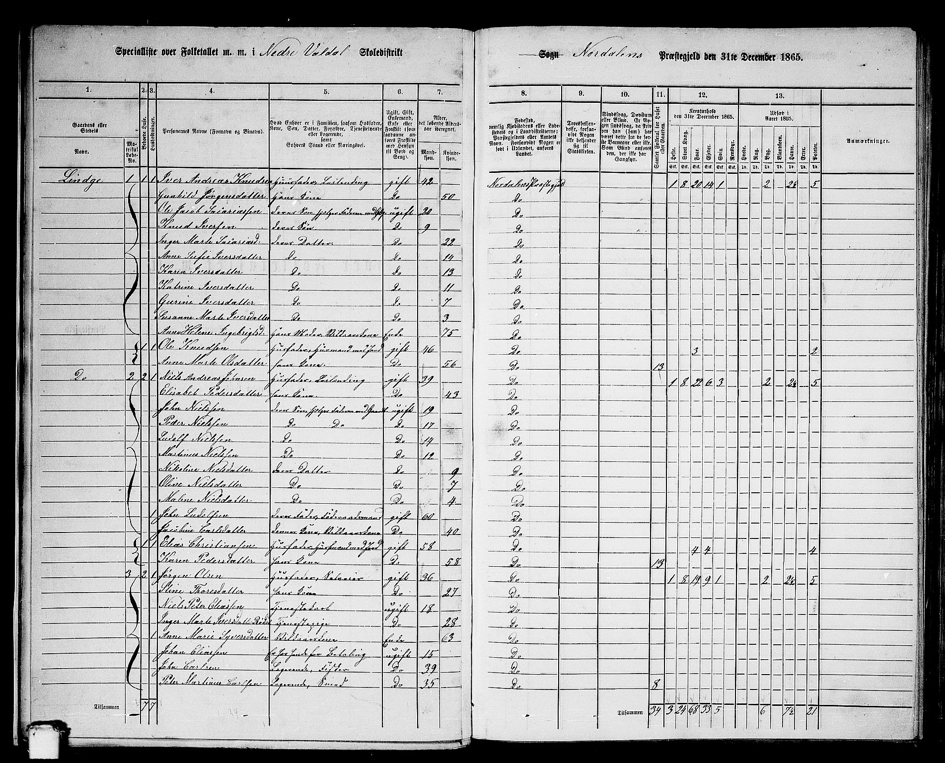 RA, 1865 census for Norddal, 1865, p. 10