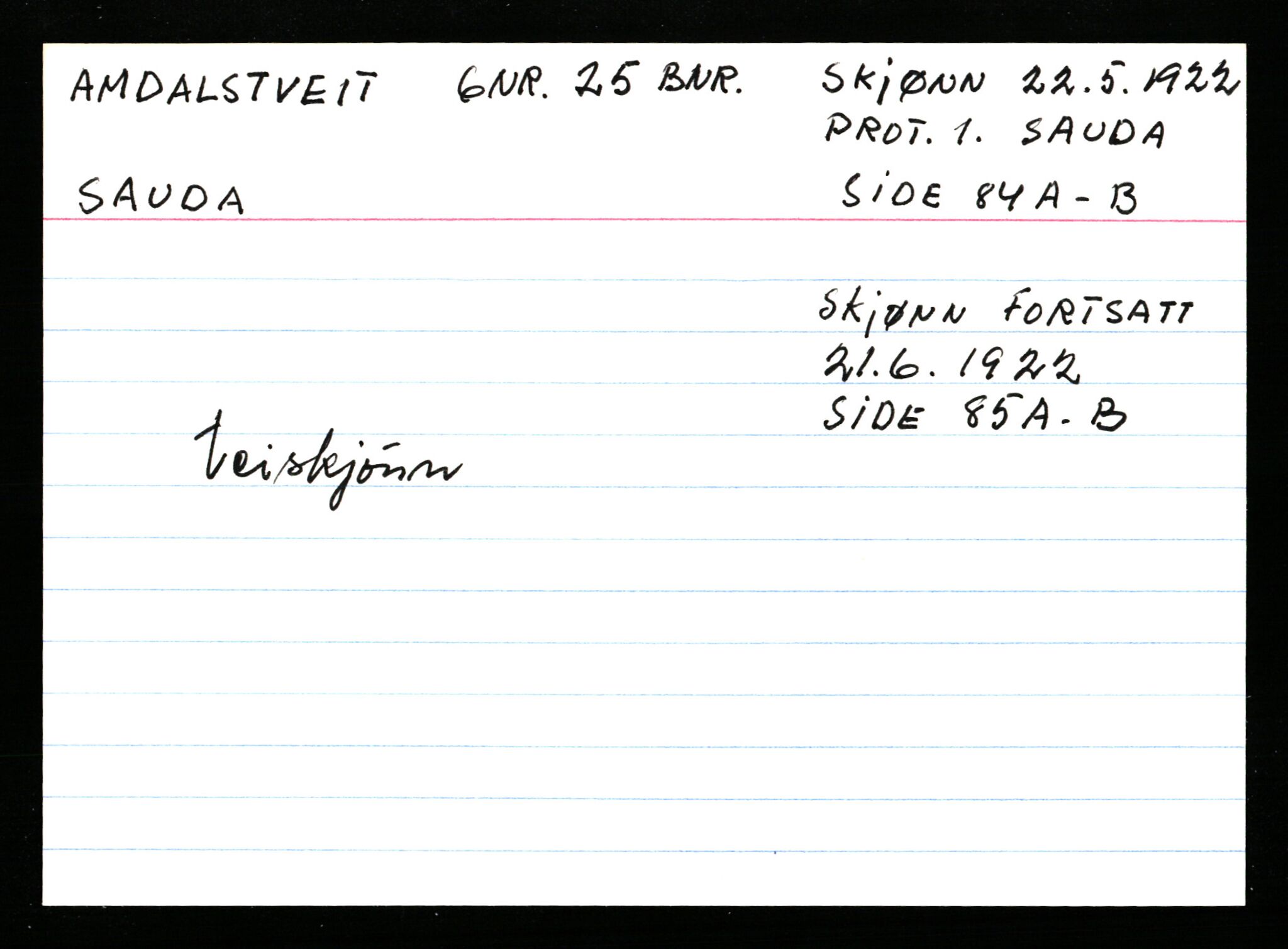 Statsarkivet i Stavanger, AV/SAST-A-101971/03/Y/Ym/L0001: Åstedskort sortert etter gårdsnavn: Abeland - Arnøen store, 1600-1950, p. 522