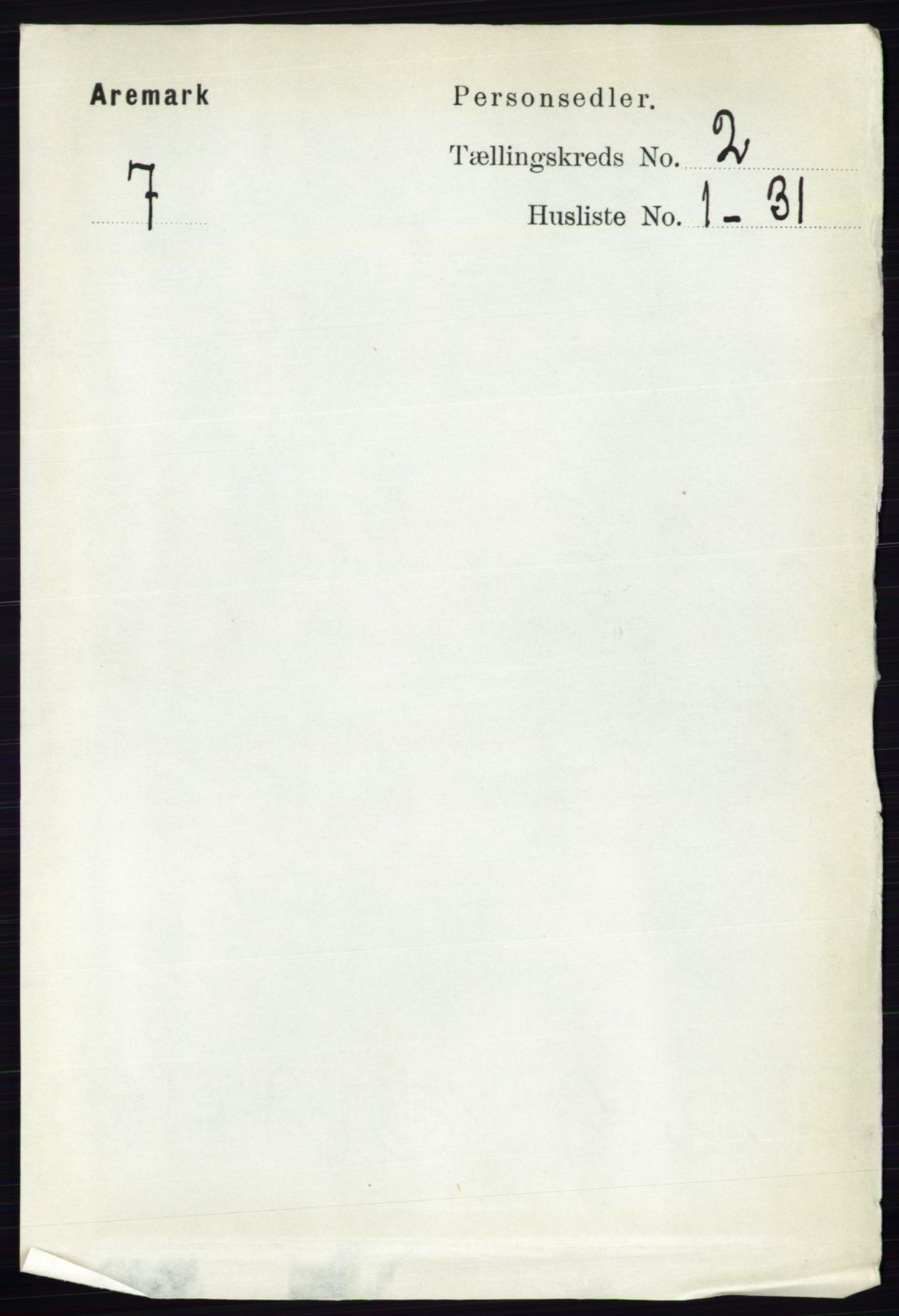 RA, 1891 census for 0118 Aremark, 1891, p. 869