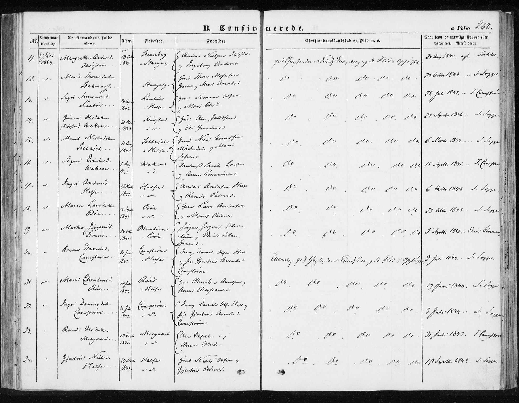 Ministerialprotokoller, klokkerbøker og fødselsregistre - Møre og Romsdal, SAT/A-1454/576/L0883: Parish register (official) no. 576A01, 1849-1865, p. 268