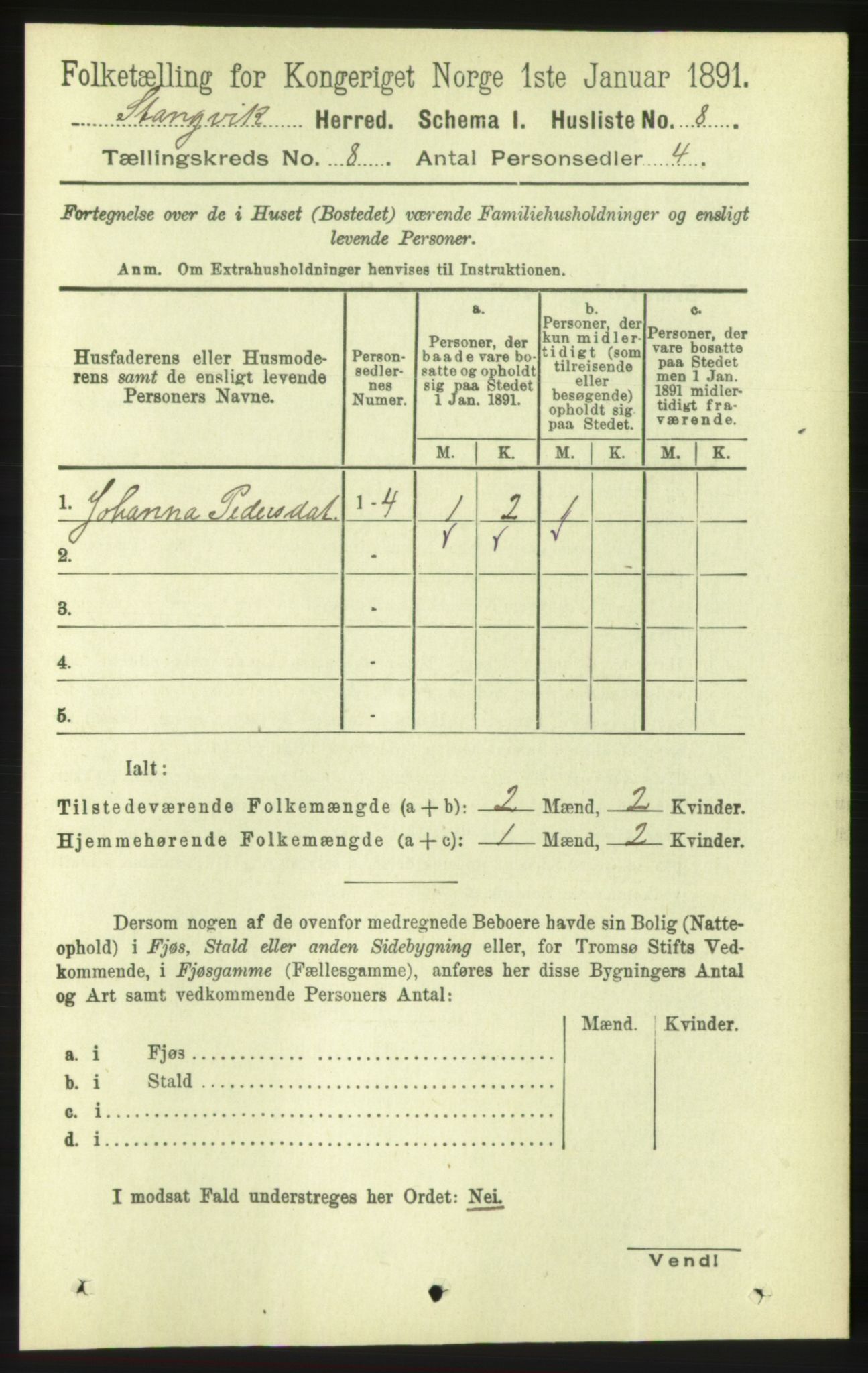 RA, 1891 census for 1564 Stangvik, 1891, p. 3280