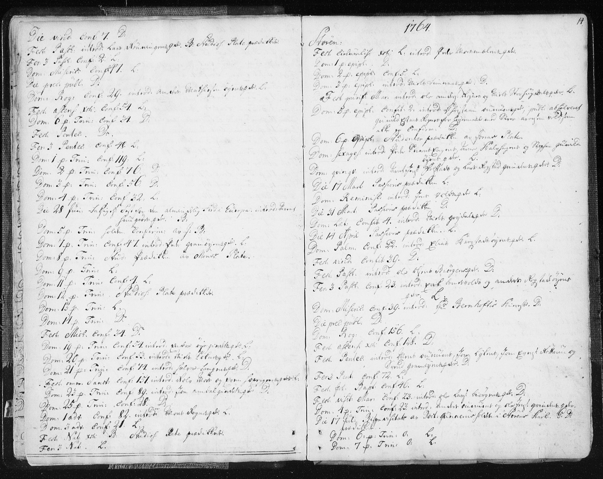 Ministerialprotokoller, klokkerbøker og fødselsregistre - Sør-Trøndelag, SAT/A-1456/687/L0991: Parish register (official) no. 687A02, 1747-1790, p. 14