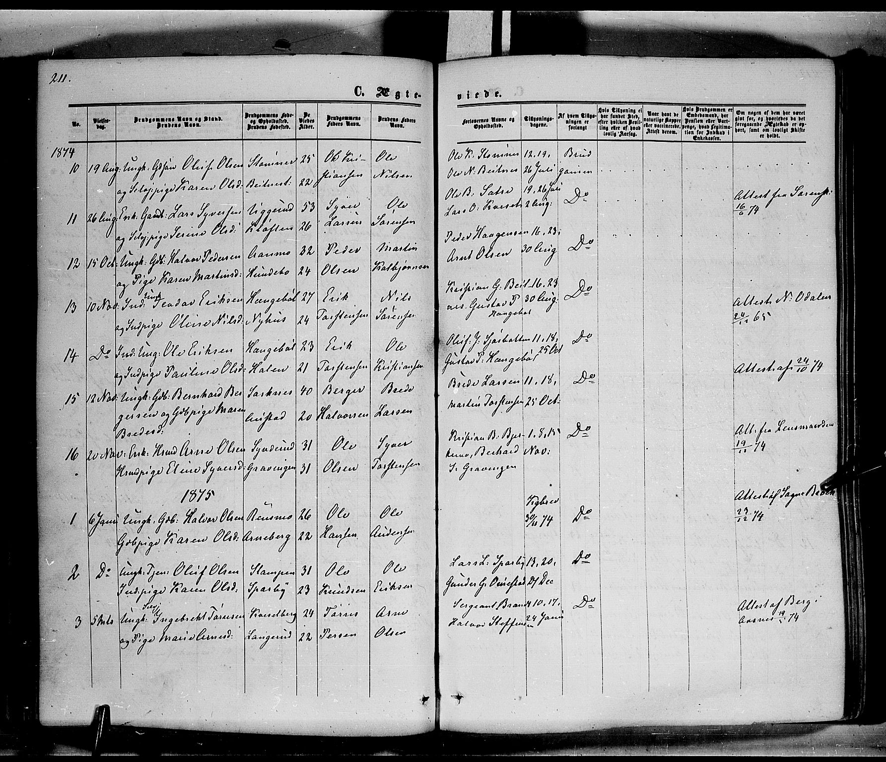 Hof prestekontor, AV/SAH-PREST-038/H/Ha/Haa/L0009: Parish register (official) no. 9, 1862-1877, p. 211