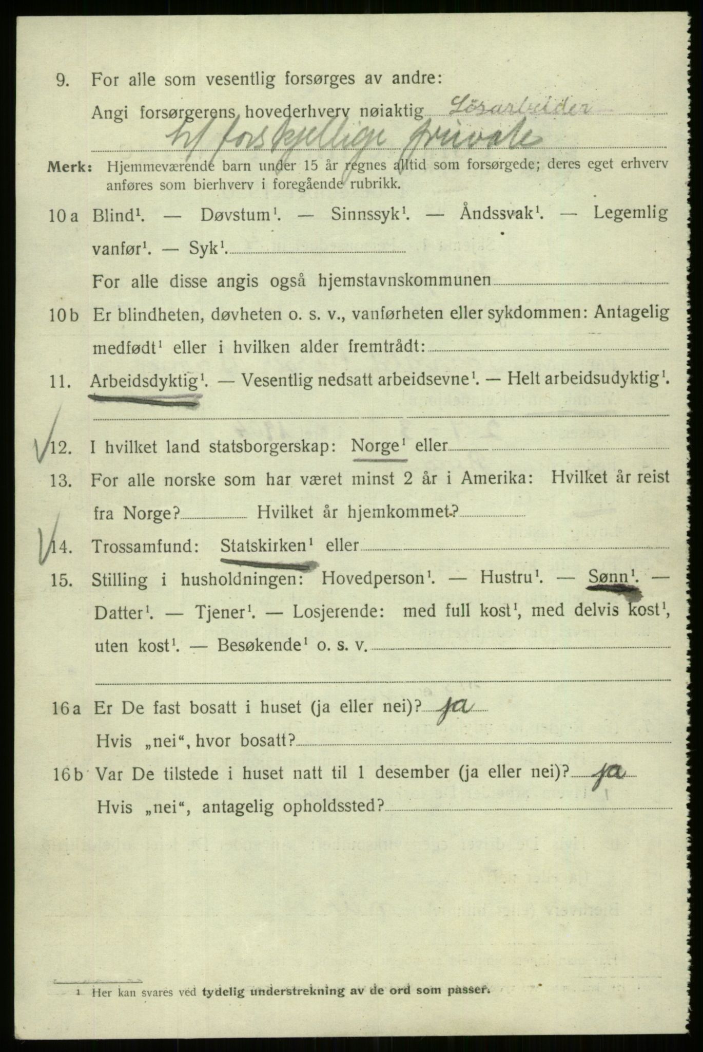 SAB, 1920 census for Bergen, 1920, p. 226731