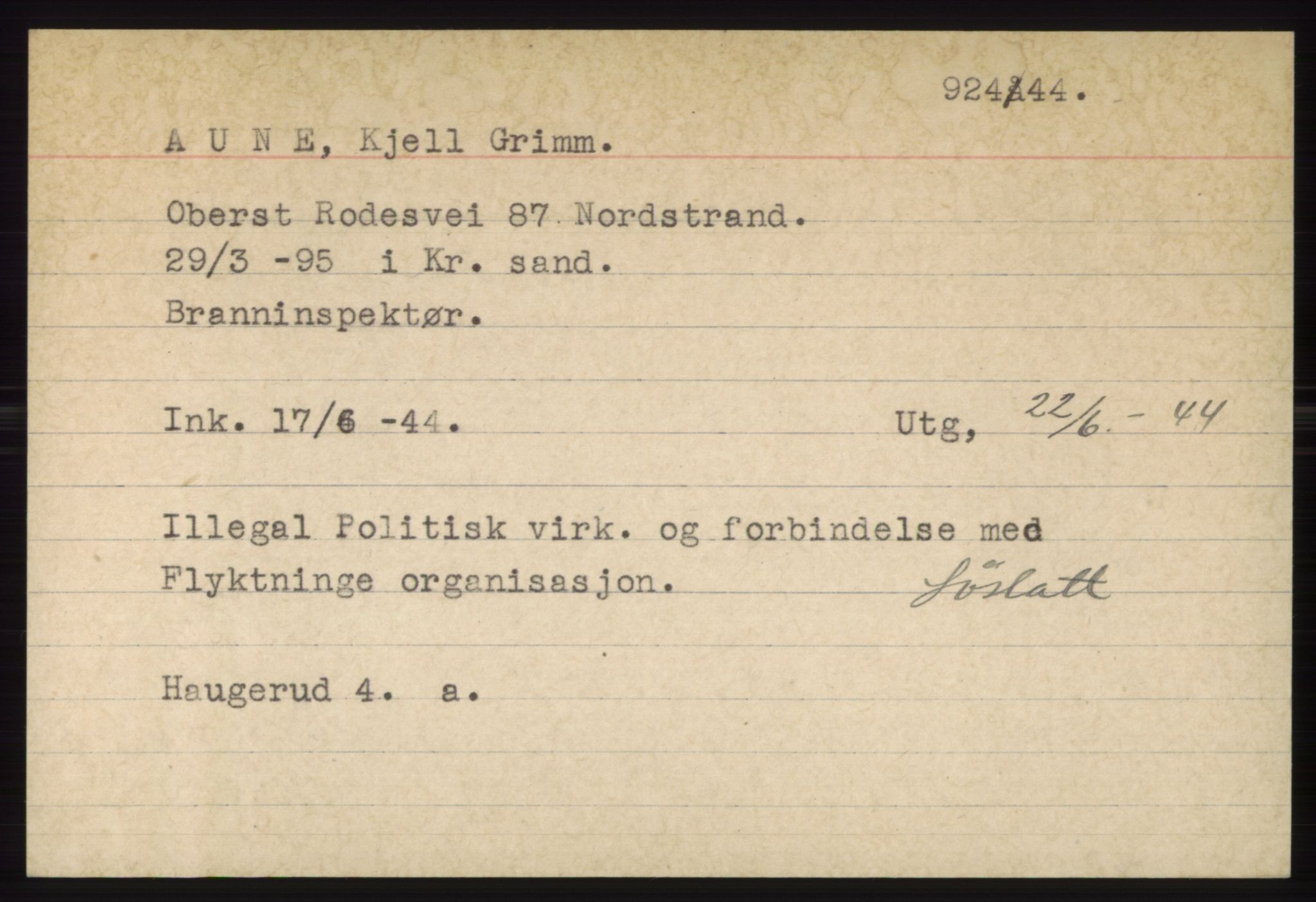 Statspolitiet - Hovedkontoret / Osloavdelingen, AV/RA-S-1329/C/Ck/Cke/L0002: Fangeregister; etternavn A - F, 1941-1945, p. 149