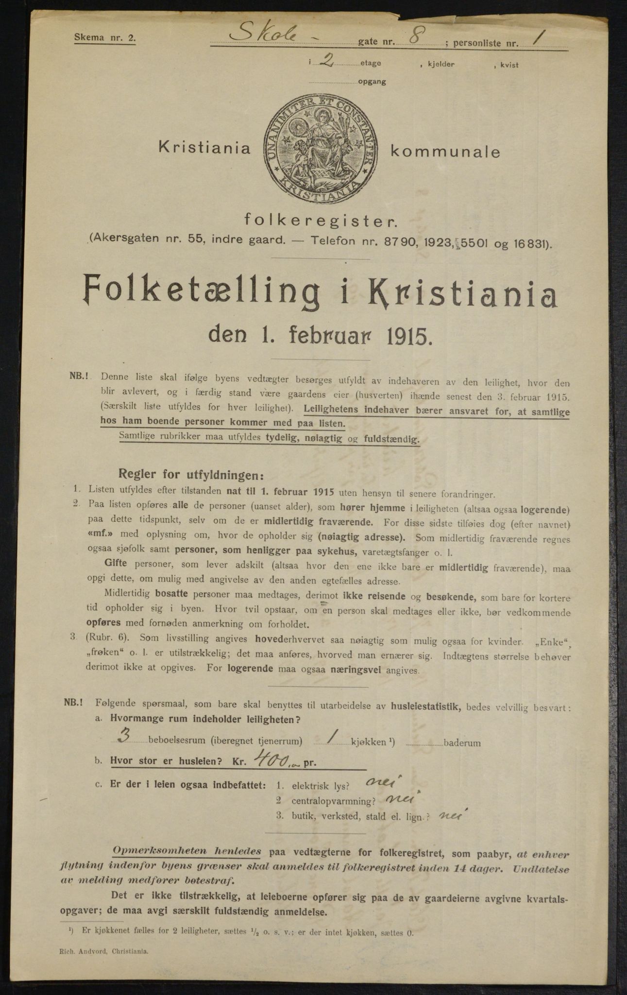 OBA, Municipal Census 1915 for Kristiania, 1915, p. 96122