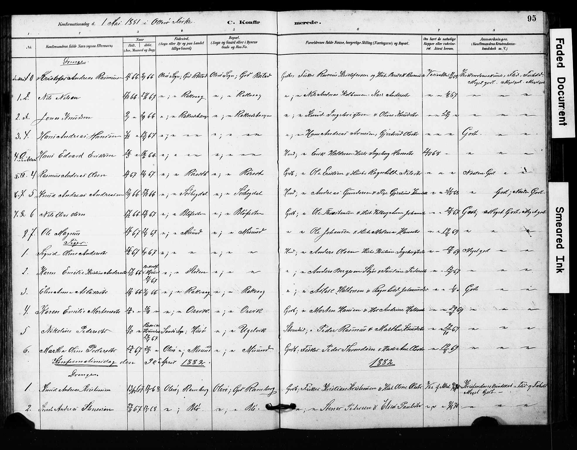 Ministerialprotokoller, klokkerbøker og fødselsregistre - Møre og Romsdal, SAT/A-1454/563/L0737: Parish register (copy) no. 563C01, 1878-1916, p. 95