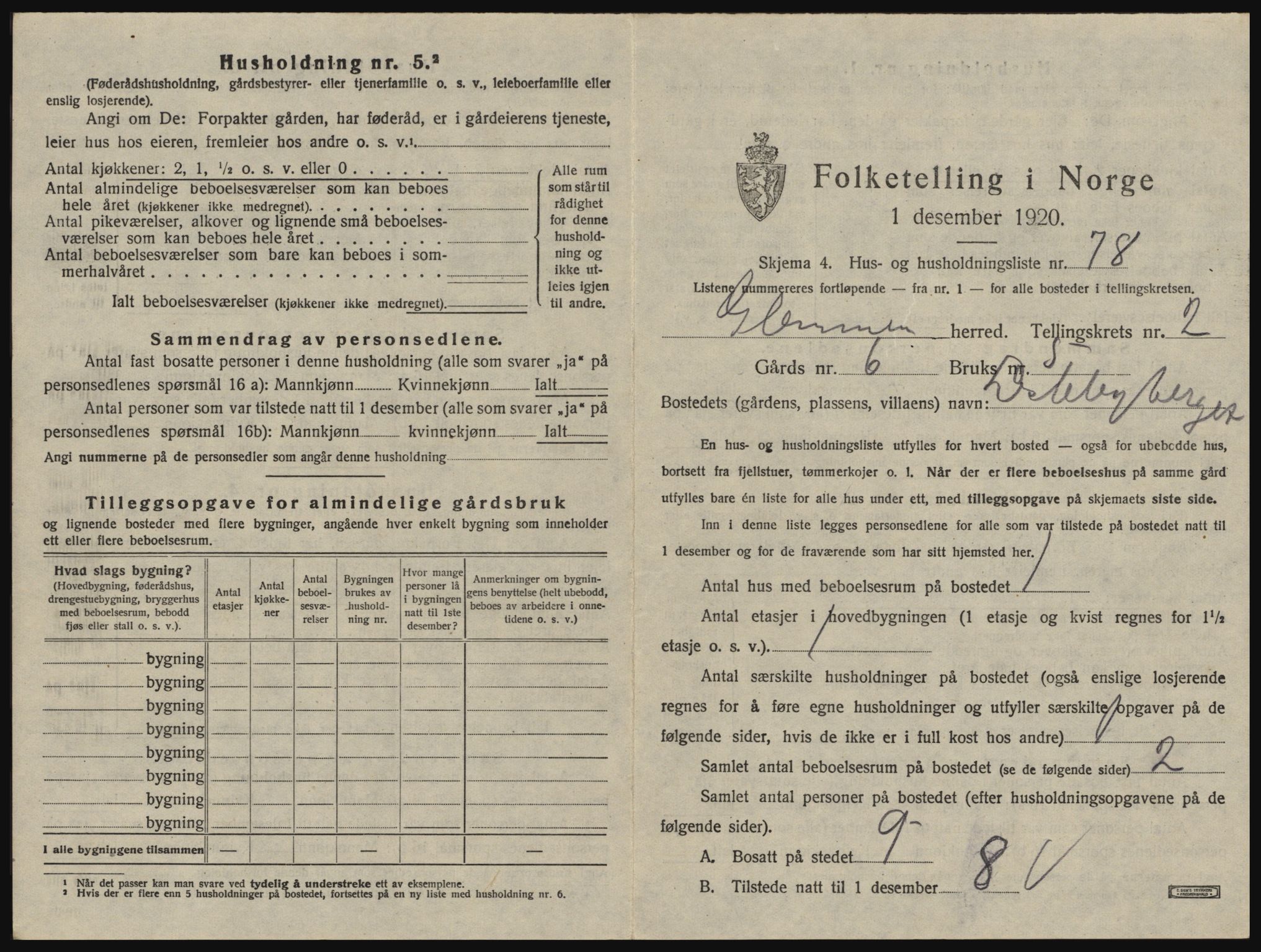 SAO, 1920 census for Glemmen, 1920, p. 355