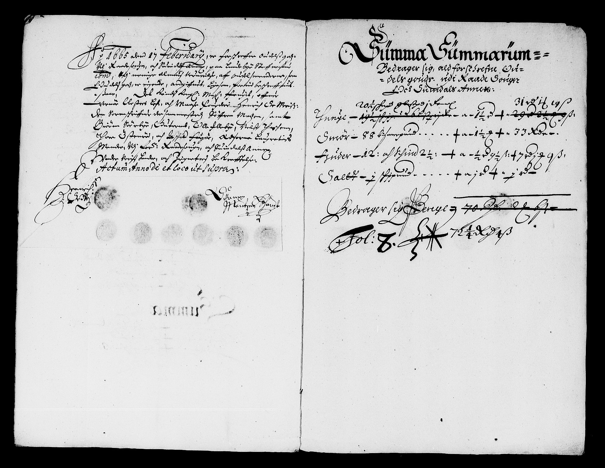 Rentekammeret inntil 1814, Reviderte regnskaper, Stiftamtstueregnskaper, Landkommissariatet på Akershus og Akershus stiftamt, AV/RA-EA-5869/R/Ra/L0032: Landkommissariatet på Akershus, 1665