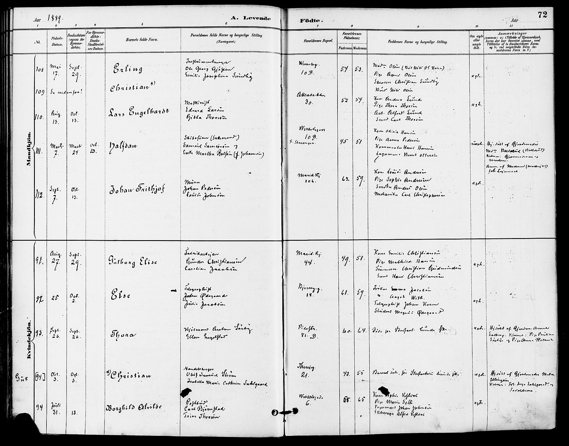 Gamle Aker prestekontor Kirkebøker, AV/SAO-A-10617a/F/L0008: Parish register (official) no. 8, 1887-1896, p. 72