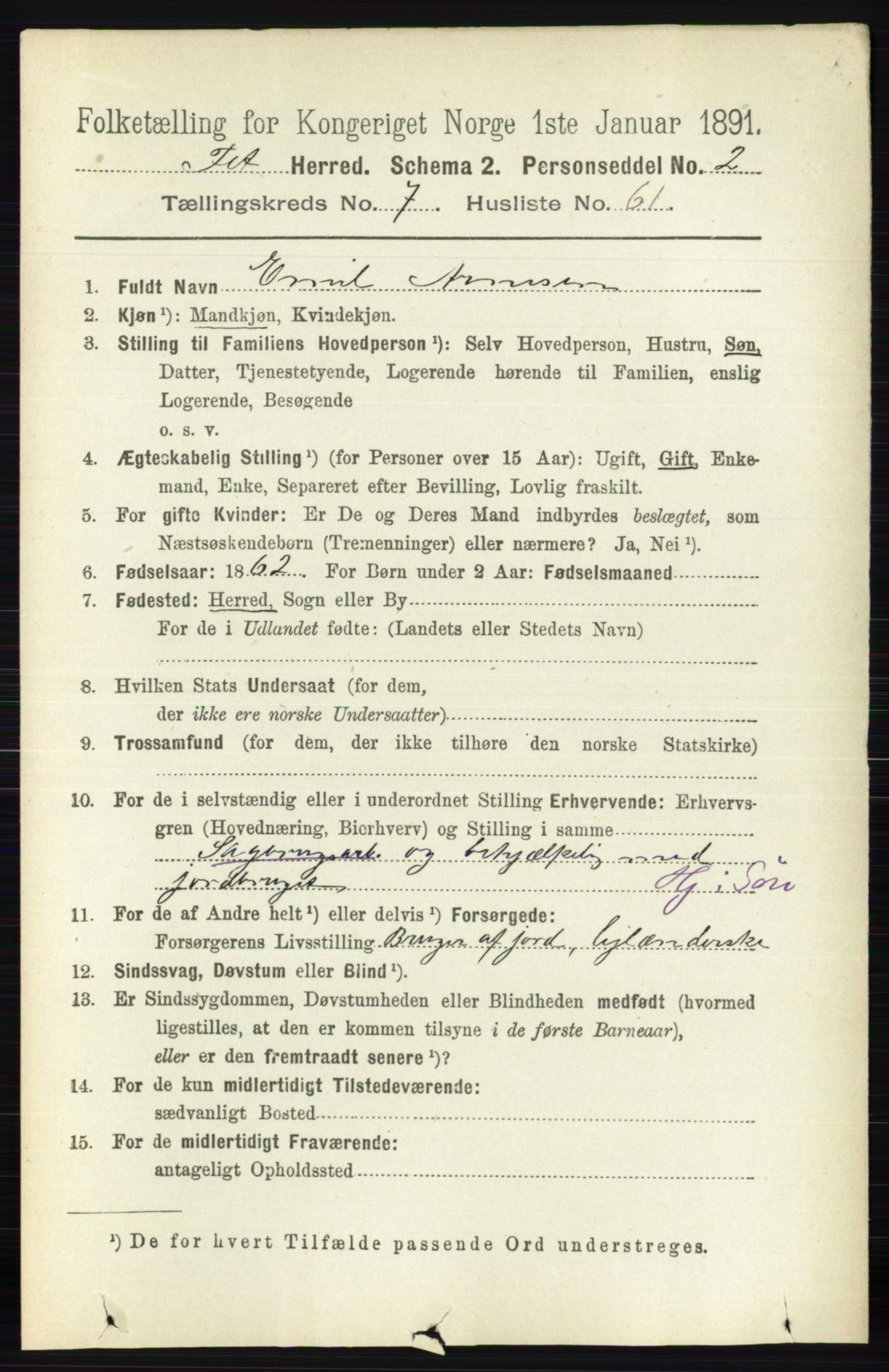 RA, 1891 census for 0227 Fet, 1891, p. 2788