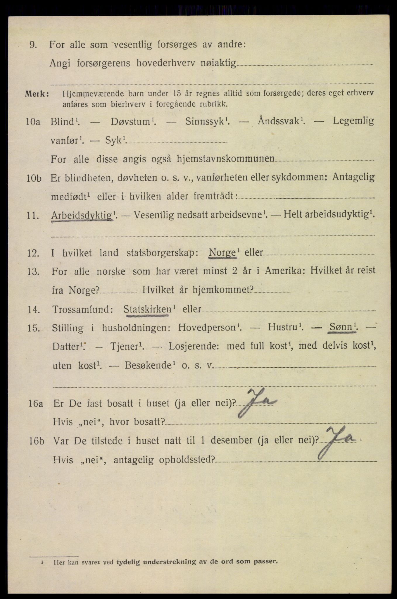 SAK, 1920 census for Stokken, 1920, p. 2463