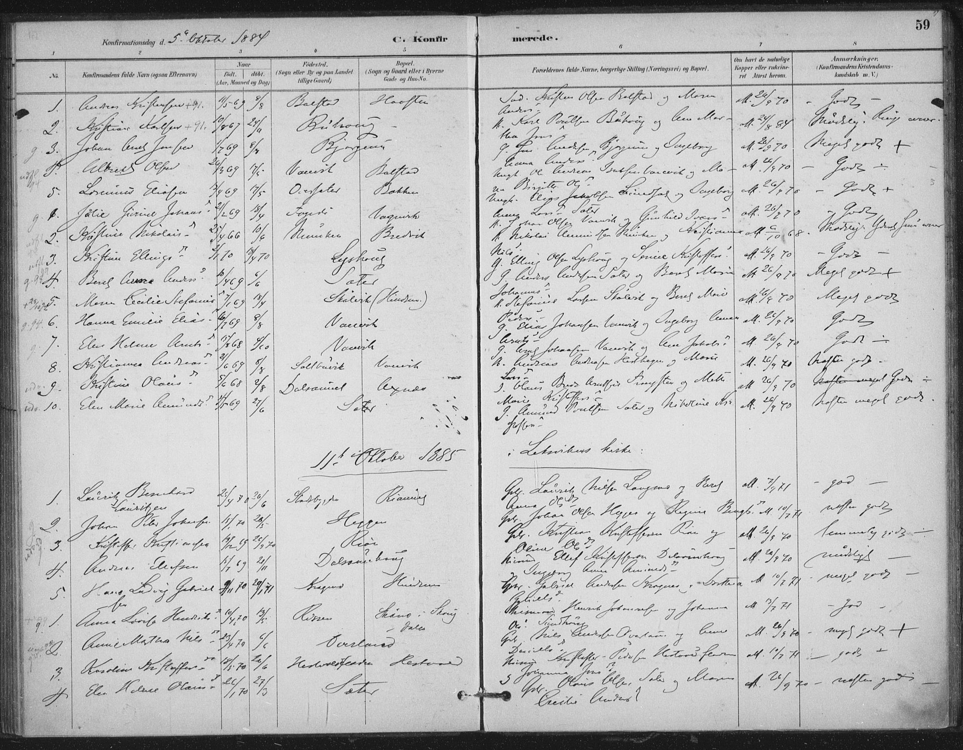 Ministerialprotokoller, klokkerbøker og fødselsregistre - Nord-Trøndelag, SAT/A-1458/702/L0023: Parish register (official) no. 702A01, 1883-1897, p. 59