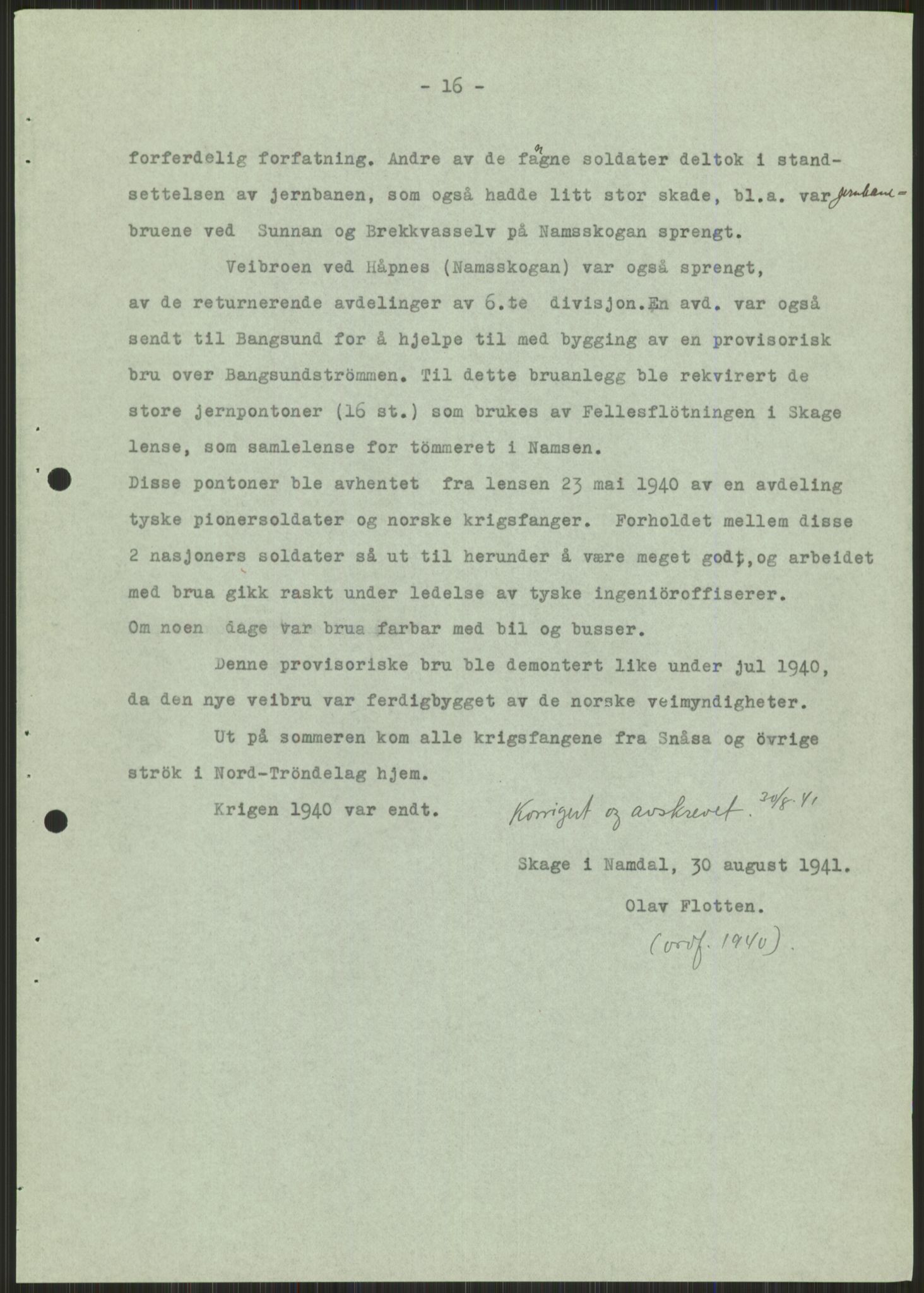 Forsvaret, Forsvarets krigshistoriske avdeling, AV/RA-RAFA-2017/Y/Ya/L0016: II-C-11-31 - Fylkesmenn.  Rapporter om krigsbegivenhetene 1940., 1940, p. 552