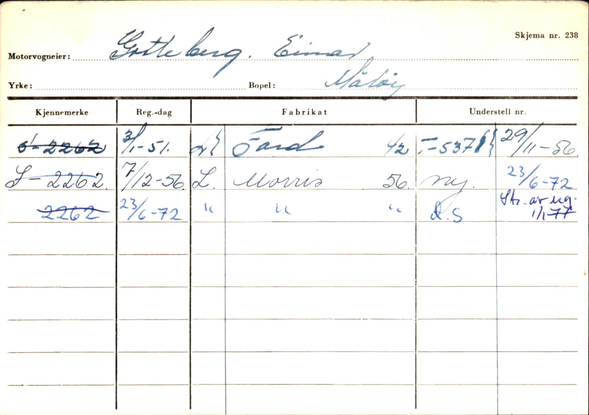 Statens vegvesen, Sogn og Fjordane vegkontor, SAB/A-5301/4/F/L0144: Registerkort Vågsøy A-R, 1945-1975, p. 730