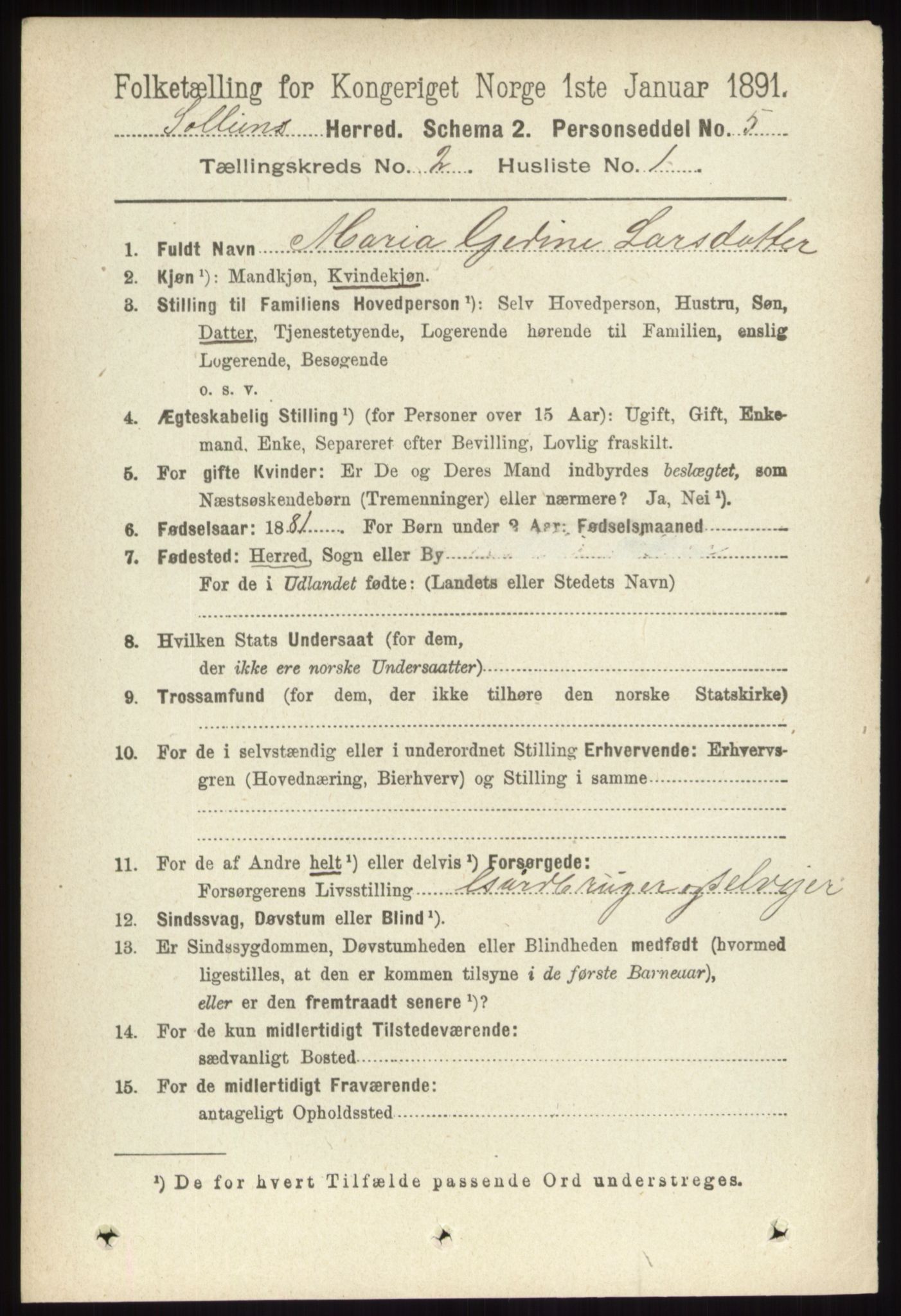 RA, 1891 census for 0431 Sollia, 1891, p. 417