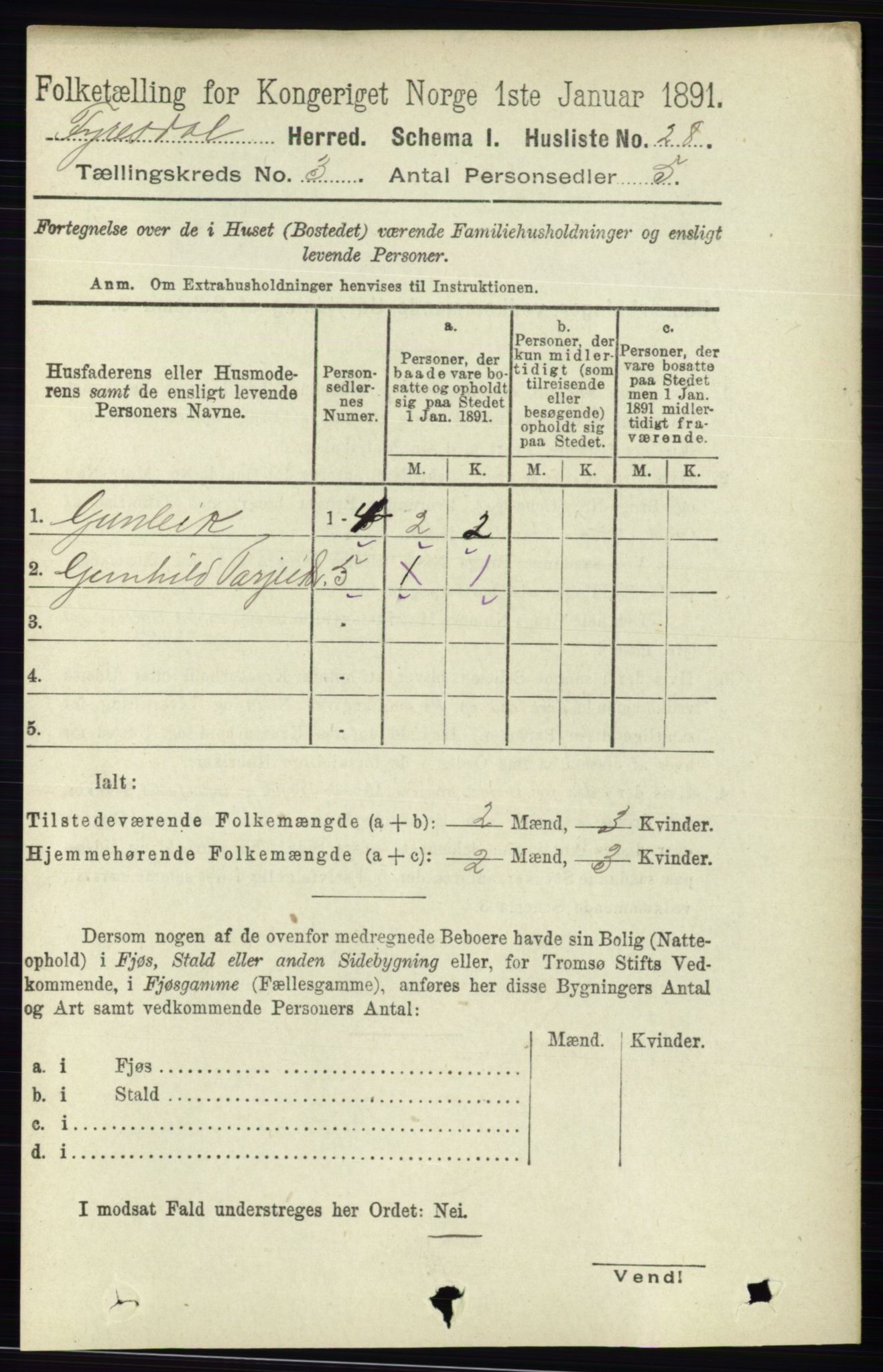 RA, 1891 census for 0831 Fyresdal, 1891, p. 562