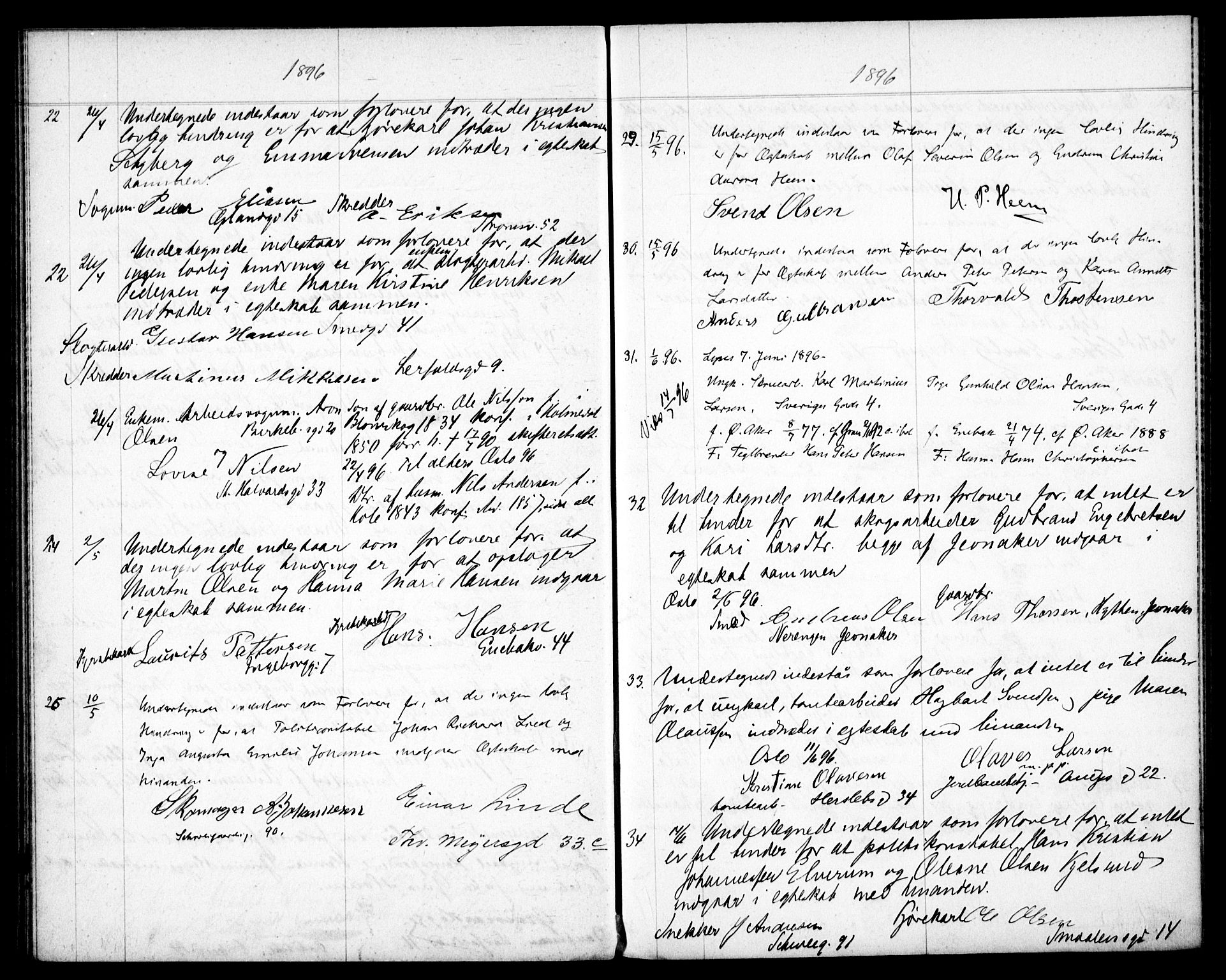 Gamlebyen prestekontor Kirkebøker, AV/SAO-A-10884/H/Ha/L0001: Banns register no. 1, 1891-1898