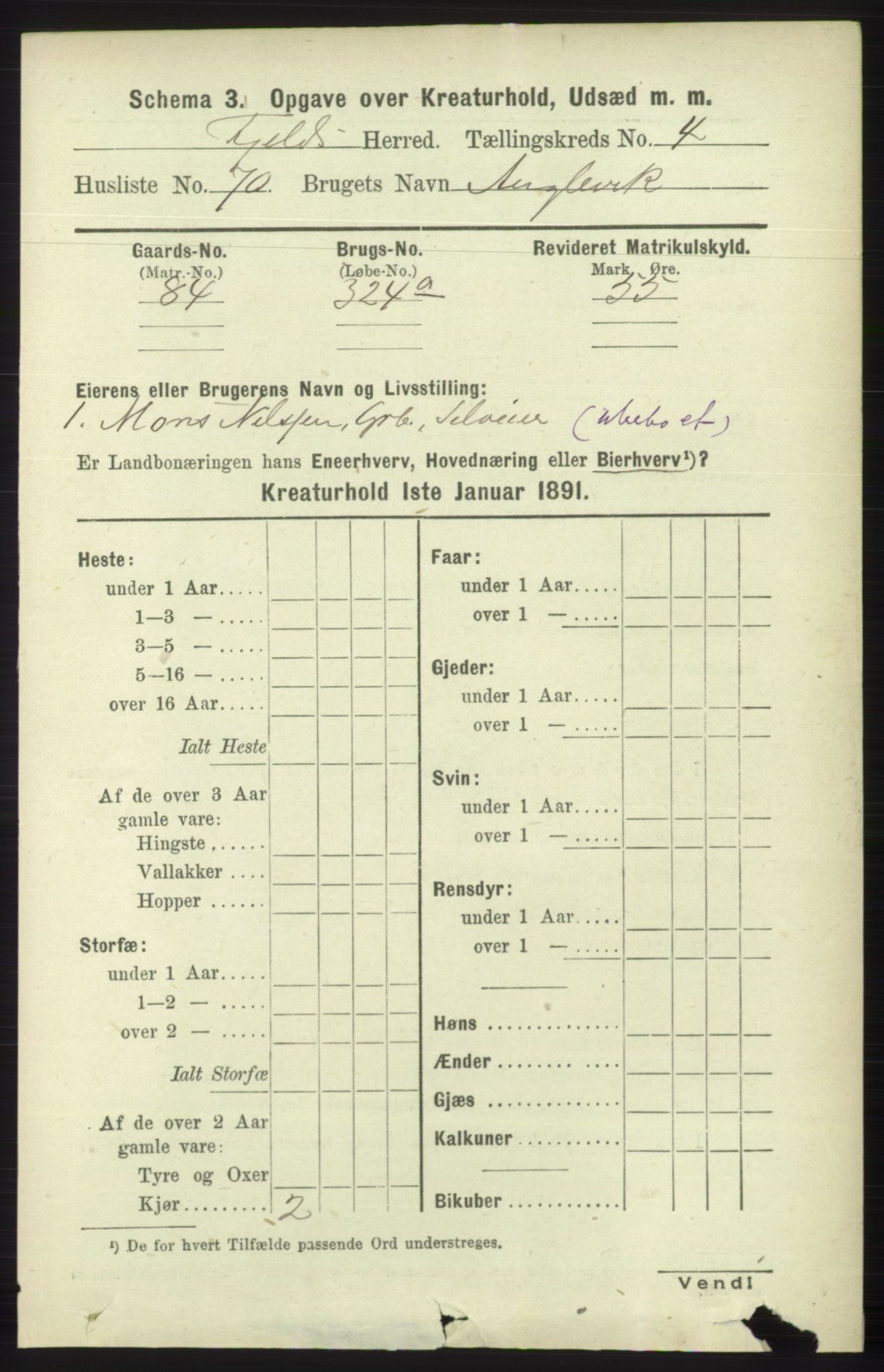 RA, 1891 census for 1246 Fjell, 1891, p. 4510