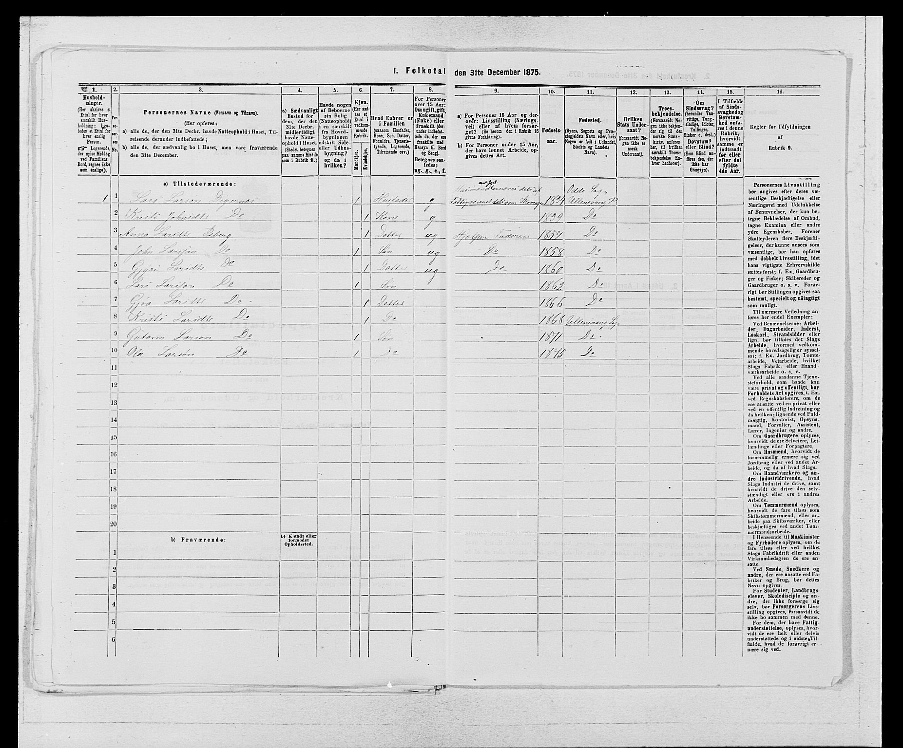 SAB, 1875 census for 1230P Ullensvang, 1875, p. 576