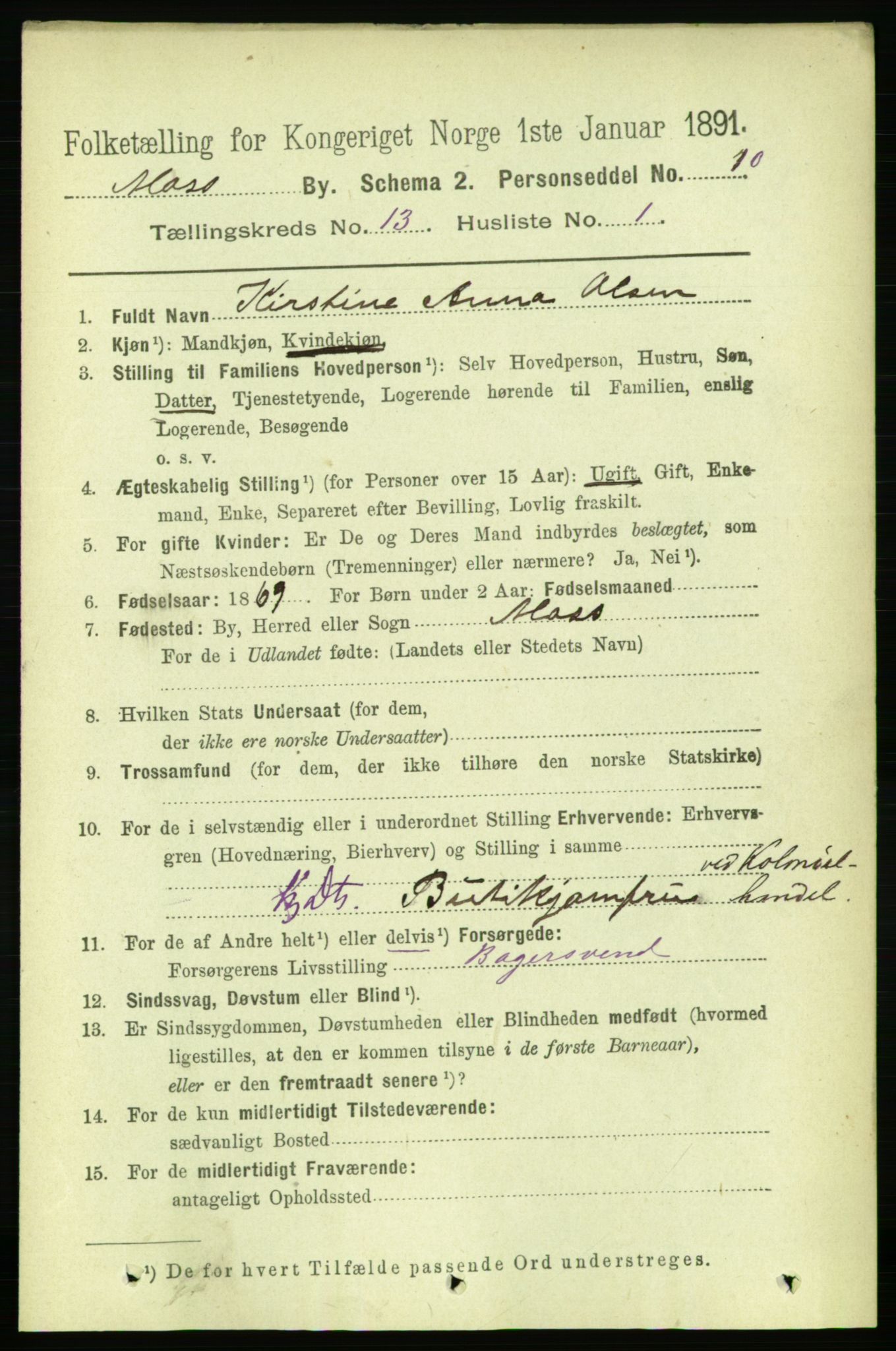 RA, 1891 census for 0104 Moss, 1891, p. 6533