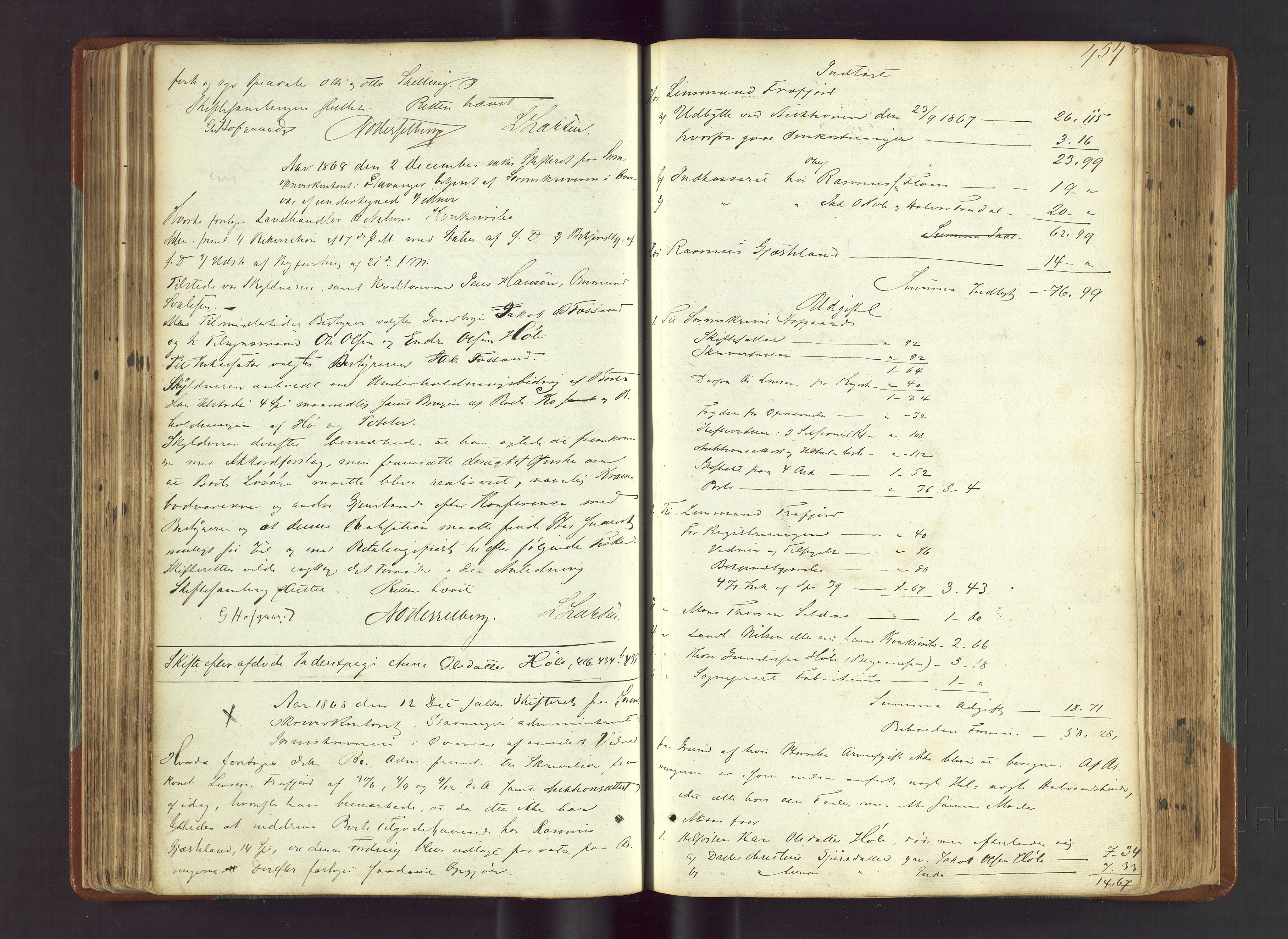 Ryfylke tingrett, AV/SAST-A-100055/001/IV/IVF/L0012b: Skifteforhandlingsprotokoll D1 Høle og Rennesøy, 1847-1880, p. 454