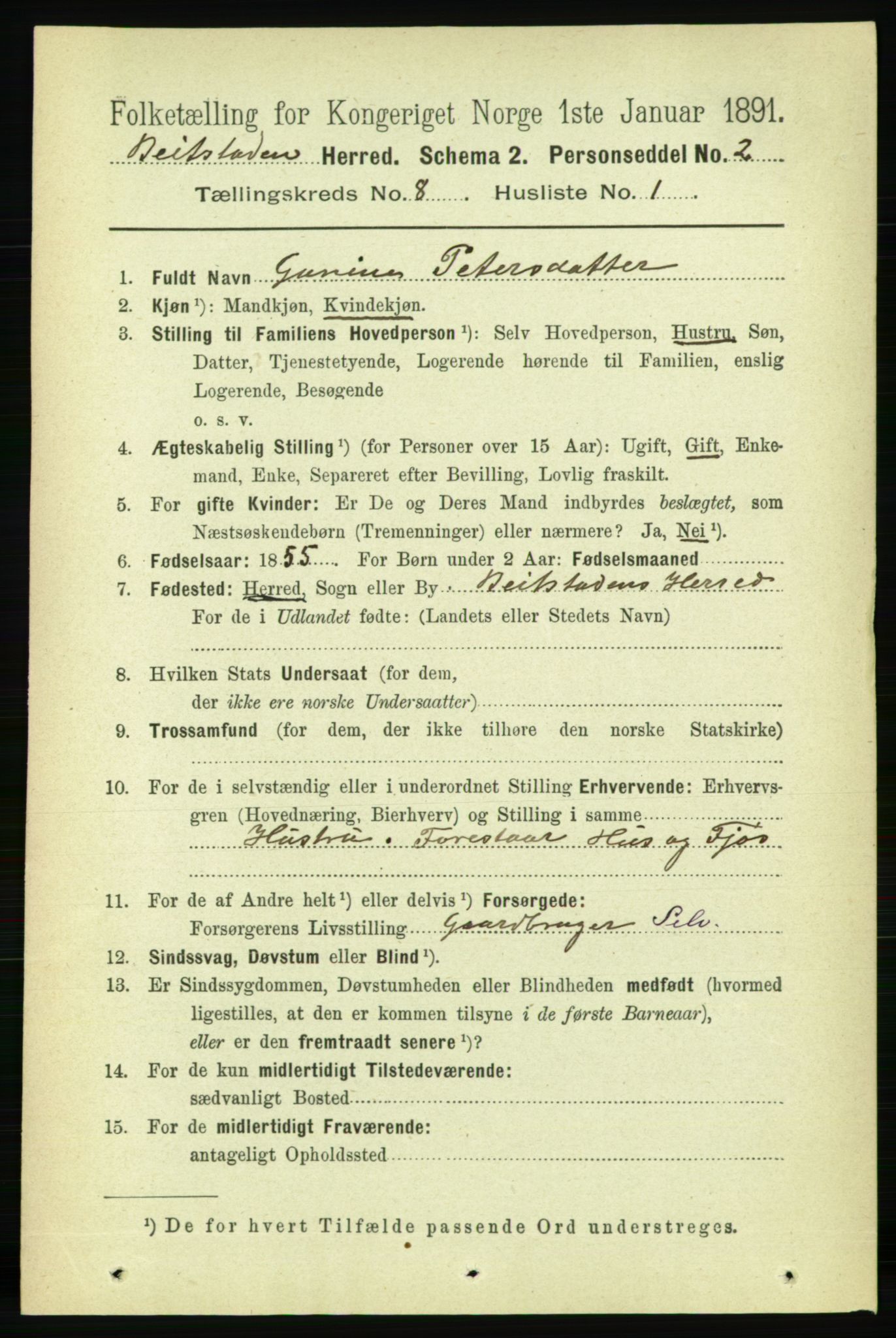 RA, 1891 census for 1727 Beitstad, 1891, p. 2156