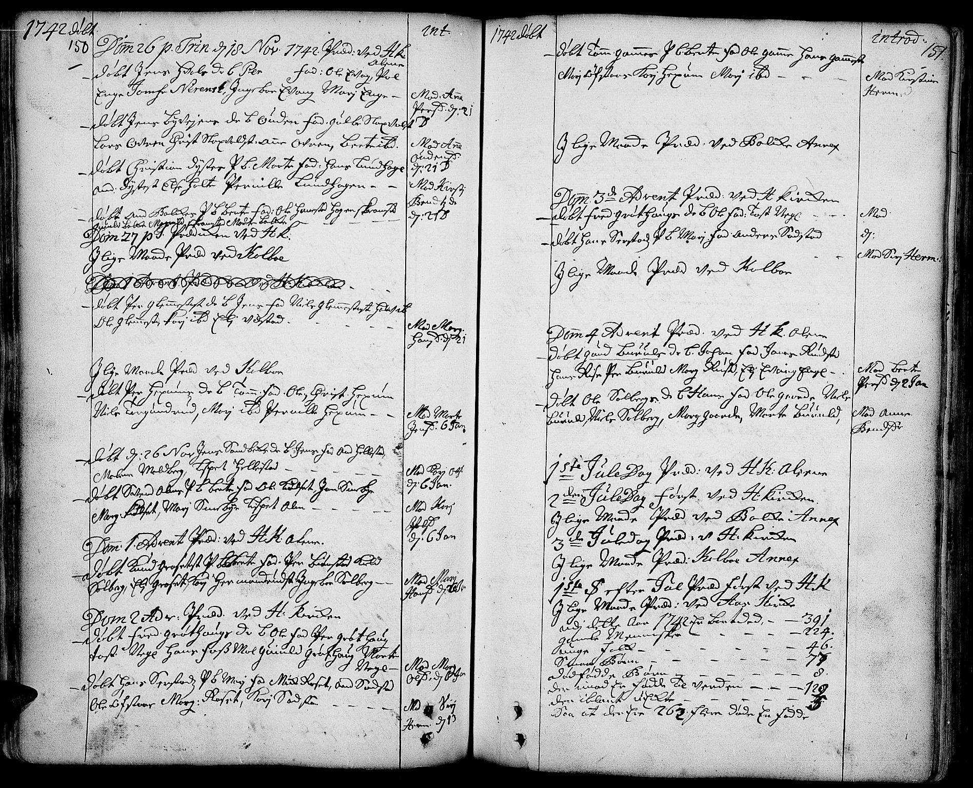 Toten prestekontor, AV/SAH-PREST-102/H/Ha/Haa/L0003: Parish register (official) no. 3, 1734-1751, p. 150-151