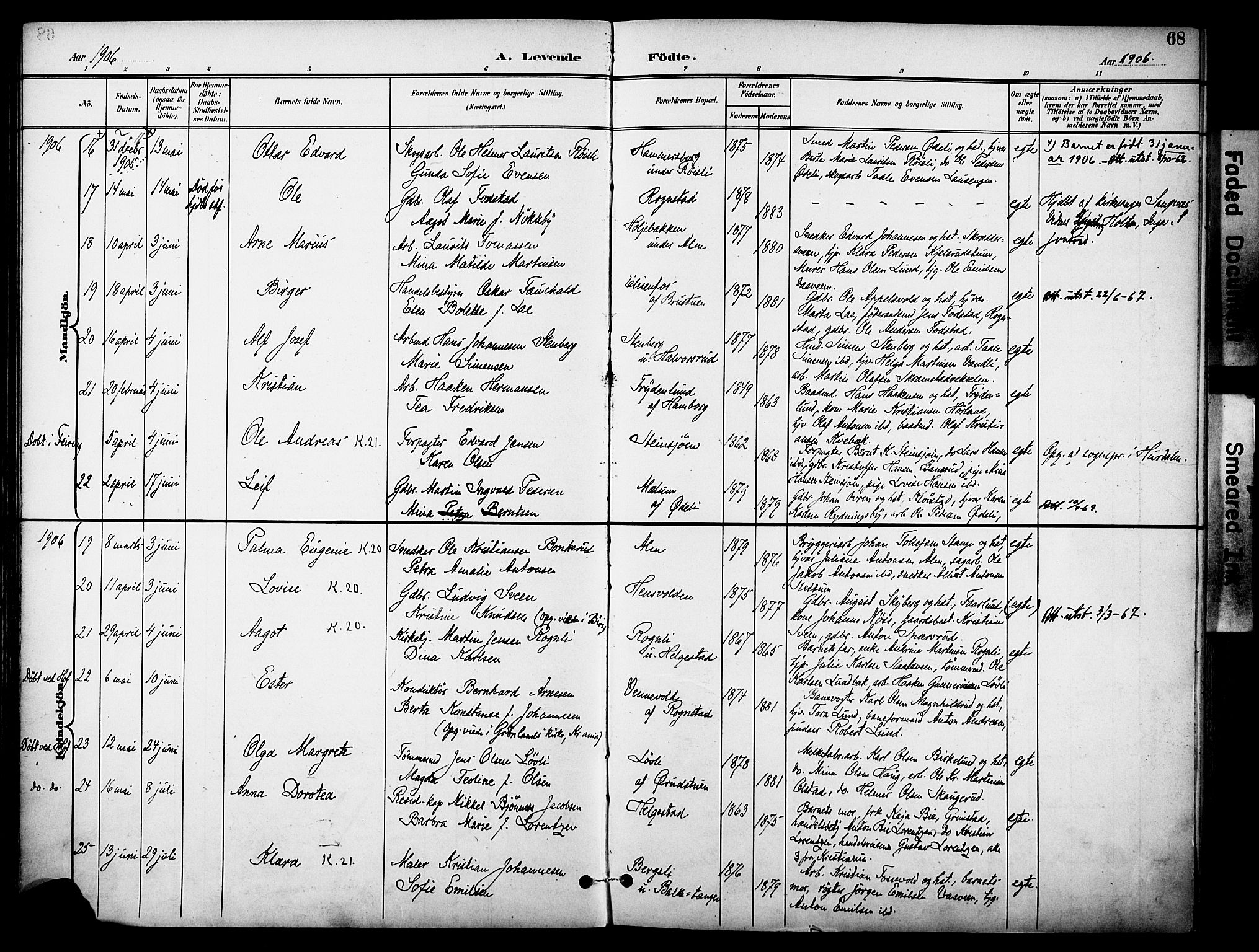 Østre Toten prestekontor, AV/SAH-PREST-104/H/Ha/Haa/L0009: Parish register (official) no. 9, 1897-1913, p. 68