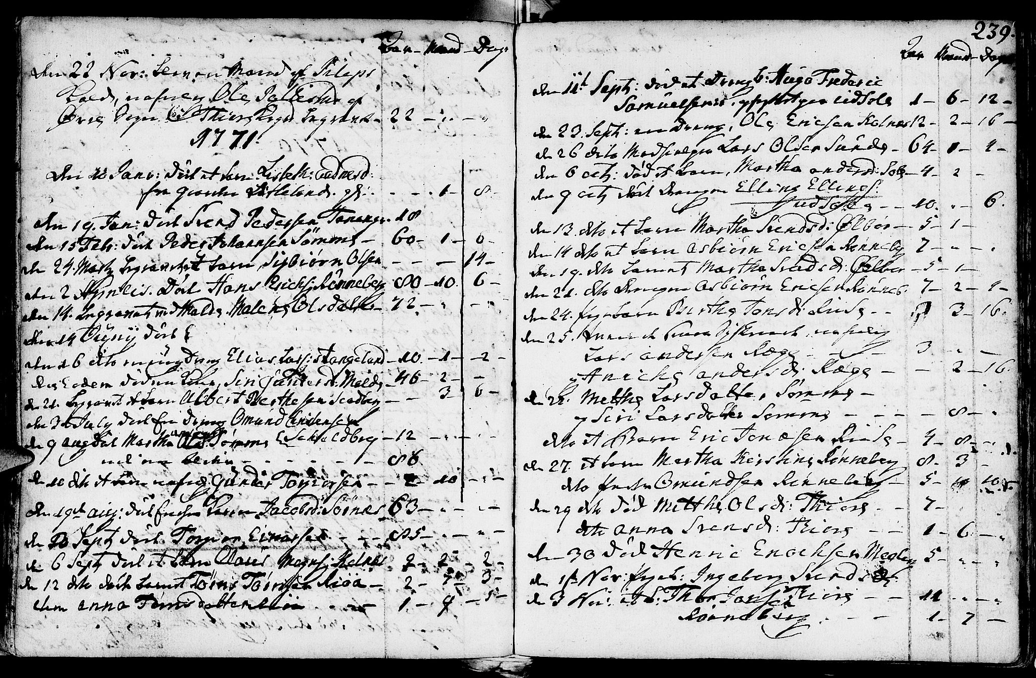 Håland sokneprestkontor, AV/SAST-A-101802/001/30BA/L0002: Parish register (official) no. A 2, 1722-1794, p. 239