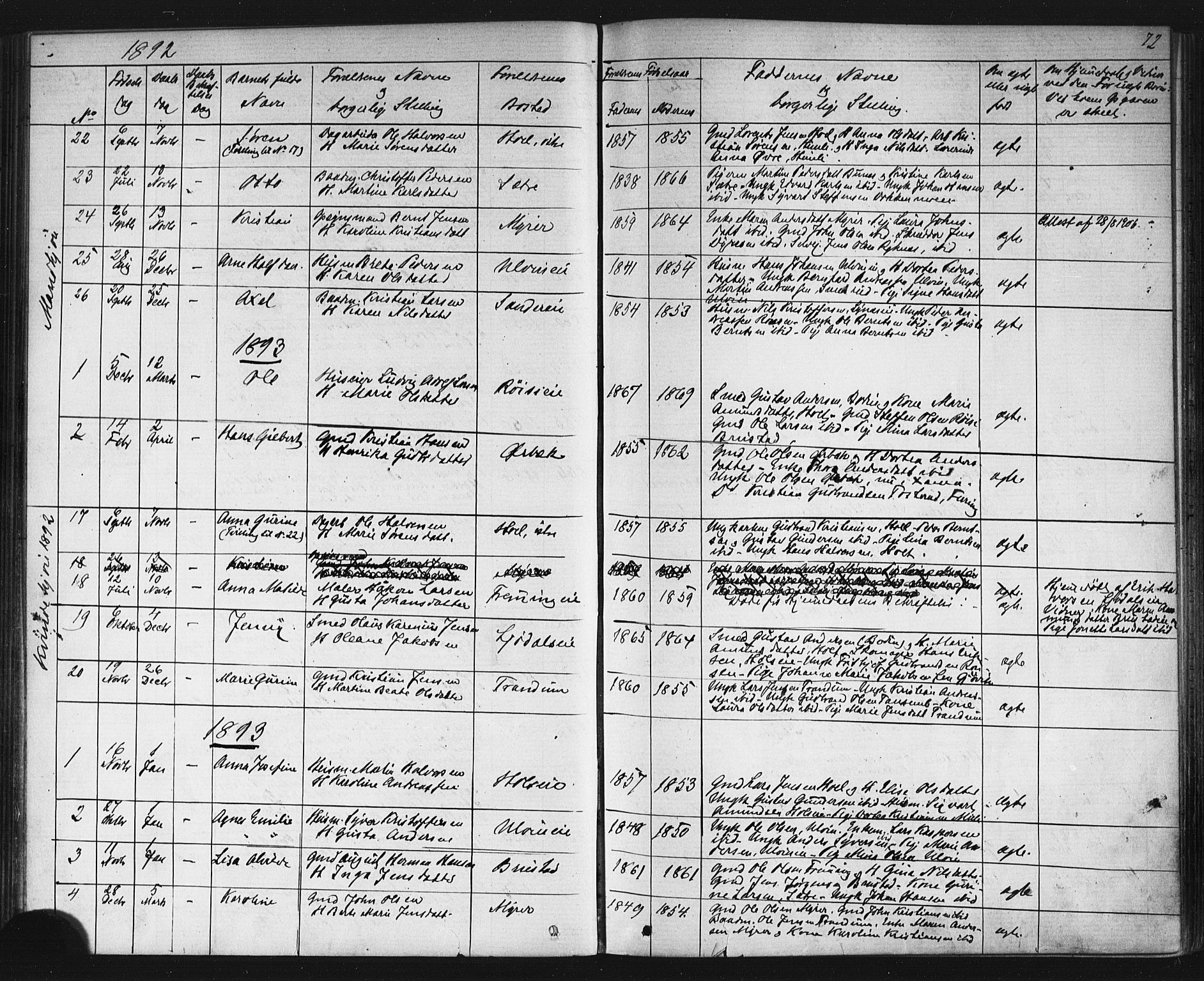 Eidsvoll prestekontor Kirkebøker, AV/SAO-A-10888/G/Gb/L0002: Parish register (copy) no. II 2, 1877-1897, p. 72