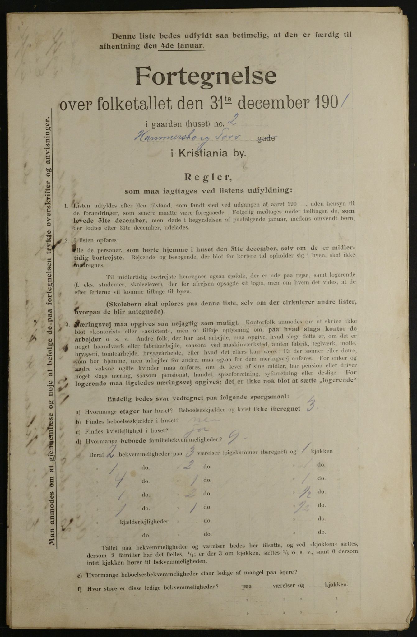 OBA, Municipal Census 1901 for Kristiania, 1901, p. 5564