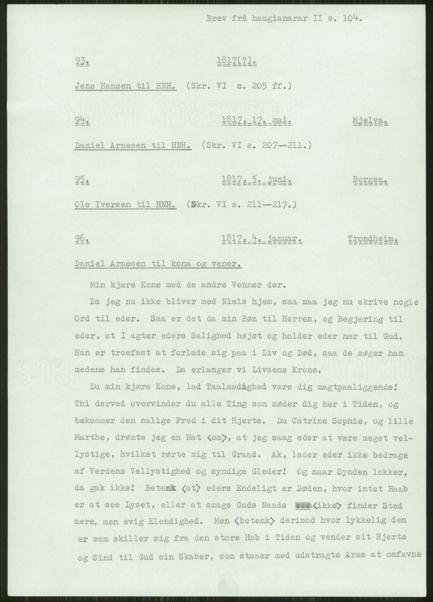 Samlinger til kildeutgivelse, Haugianerbrev, AV/RA-EA-6834/F/L0002: Haugianerbrev II: 1805-1821, 1805-1821, p. 104