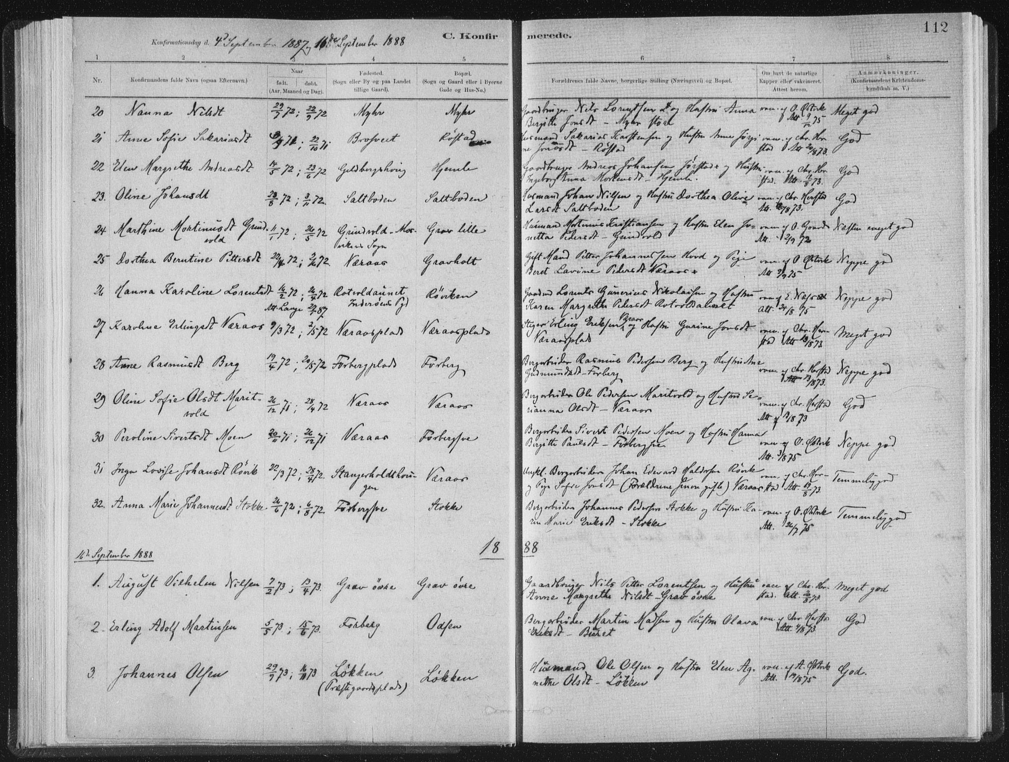 Ministerialprotokoller, klokkerbøker og fødselsregistre - Nord-Trøndelag, SAT/A-1458/722/L0220: Parish register (official) no. 722A07, 1881-1908, p. 112