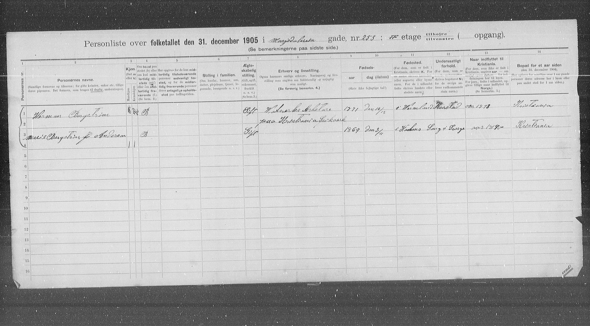 OBA, Municipal Census 1905 for Kristiania, 1905, p. 32890