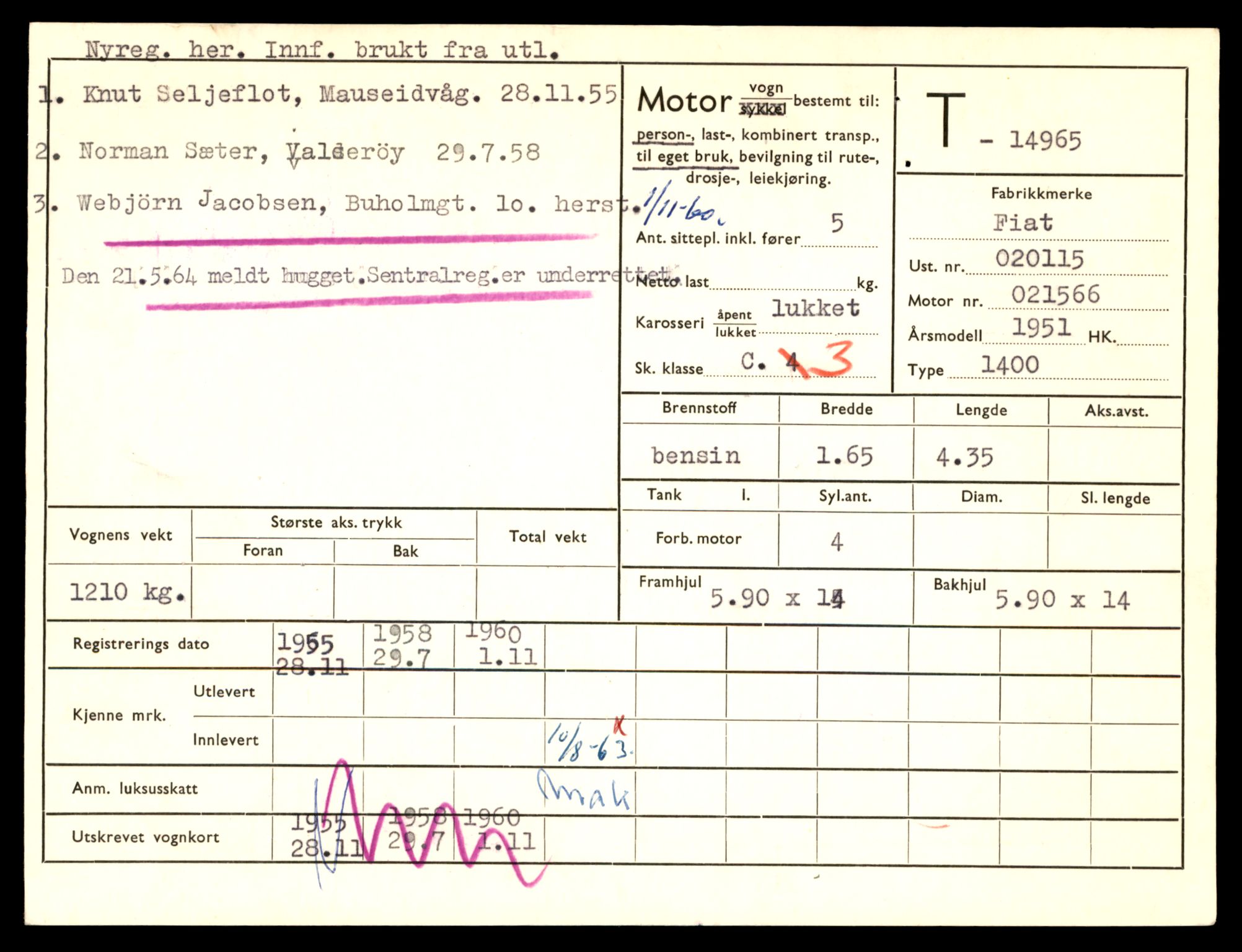 Møre og Romsdal vegkontor - Ålesund trafikkstasjon, AV/SAT-A-4099/F/Fe/L0049: Registreringskort for kjøretøy T 14864 - T 18613, 1927-1998, p. 2361